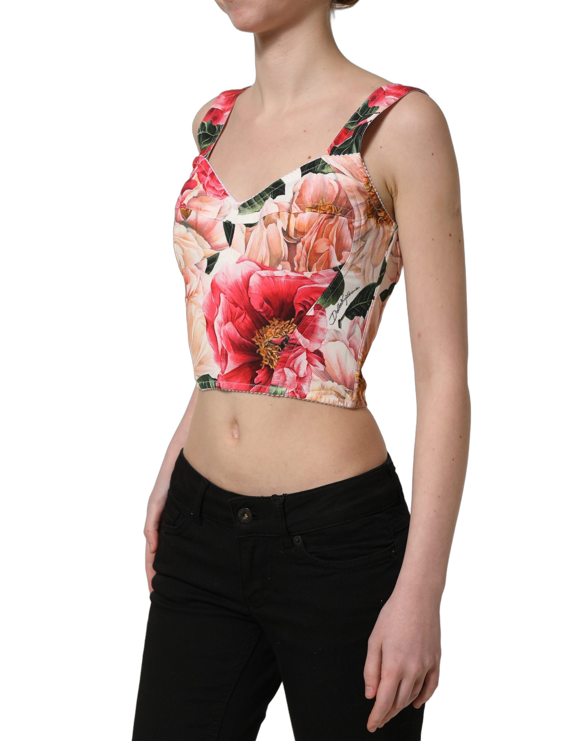 Dolce & Gabbana Multicolor Floral Cropped Bustier Tank Top - Image 5