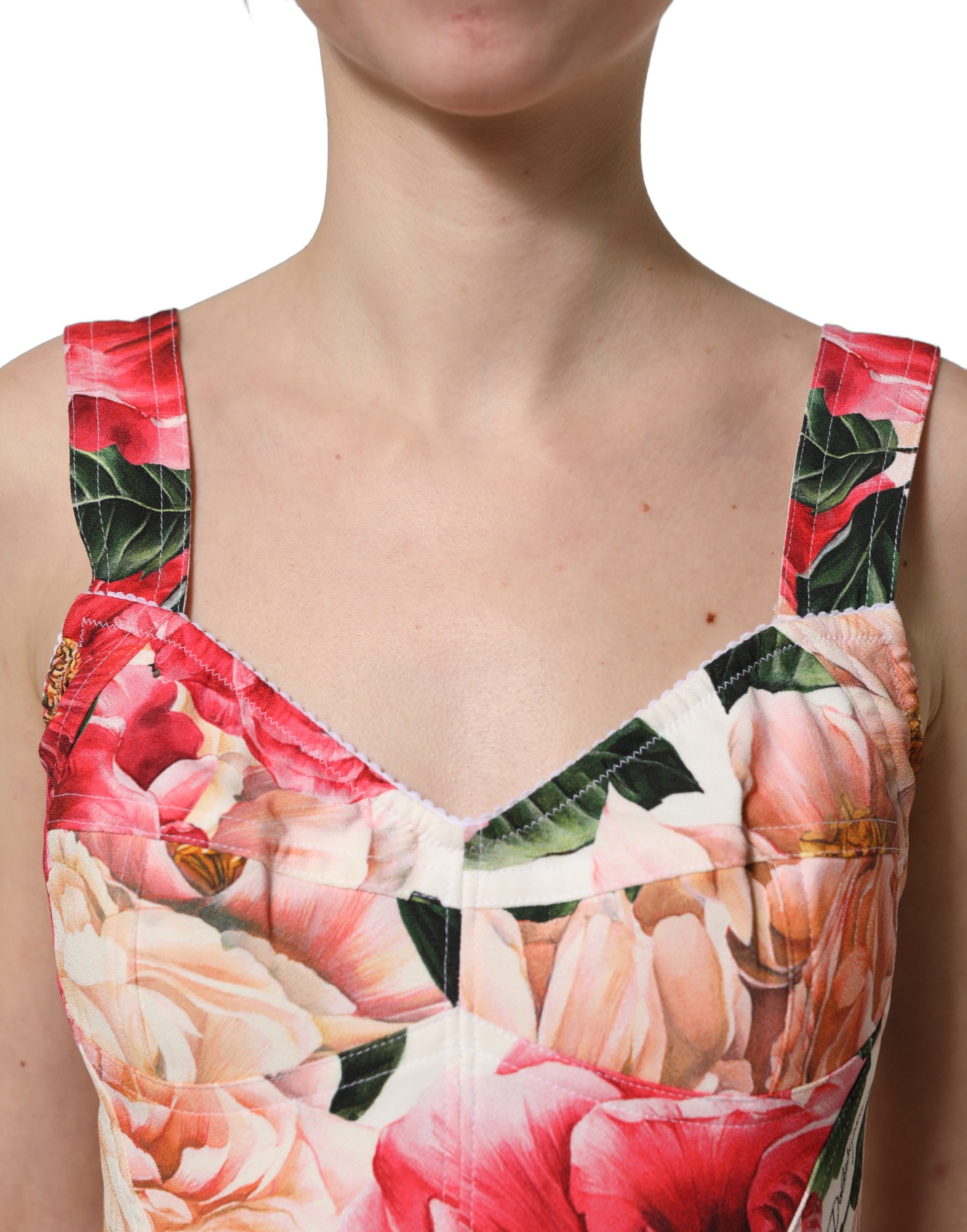 Dolce & Gabbana Multicolor Floral Cropped Bustier Tank Top - Image 6
