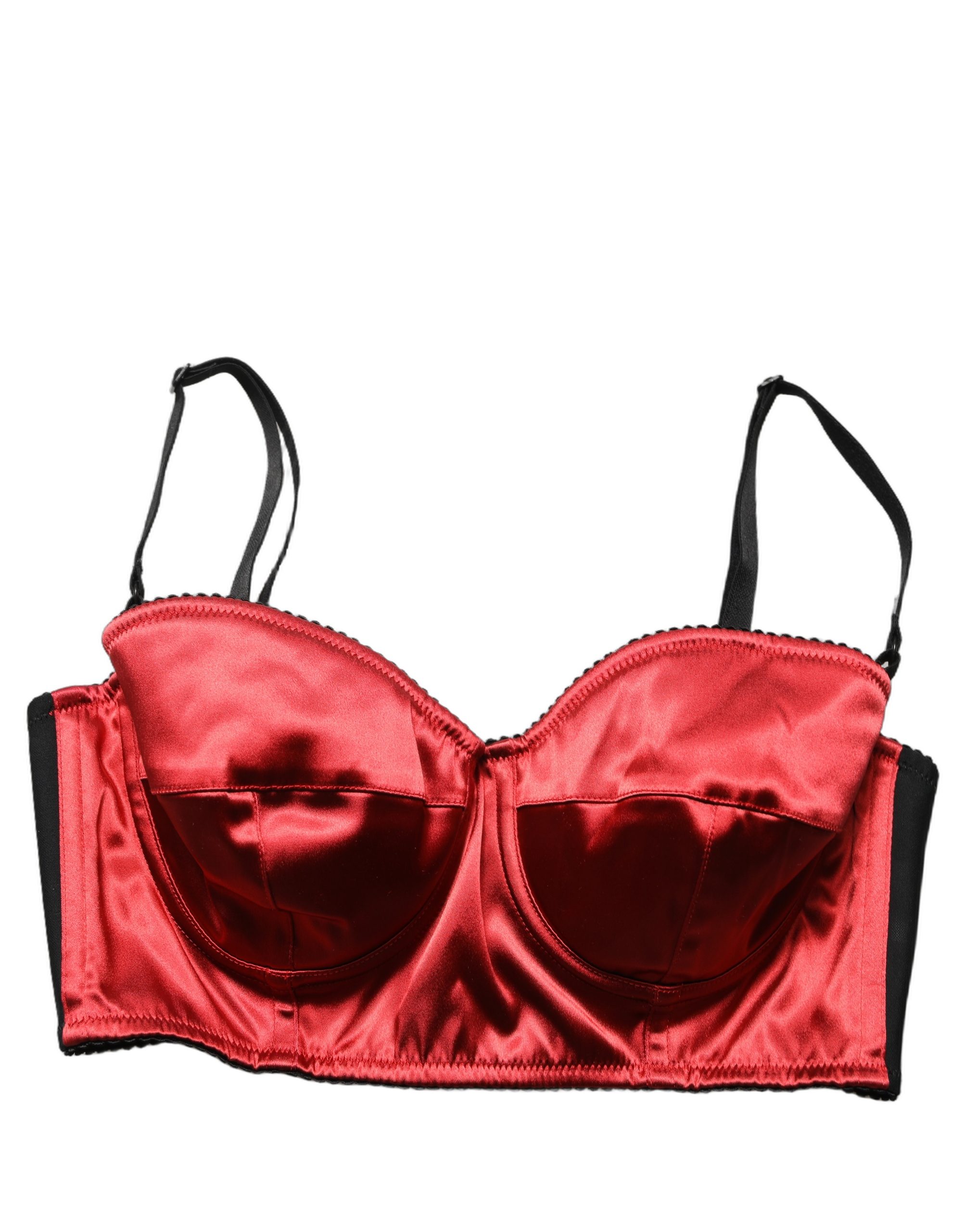 Dolce & Gabbana Red Polyester Satin Bustier Cropped Tank Top - Image 6