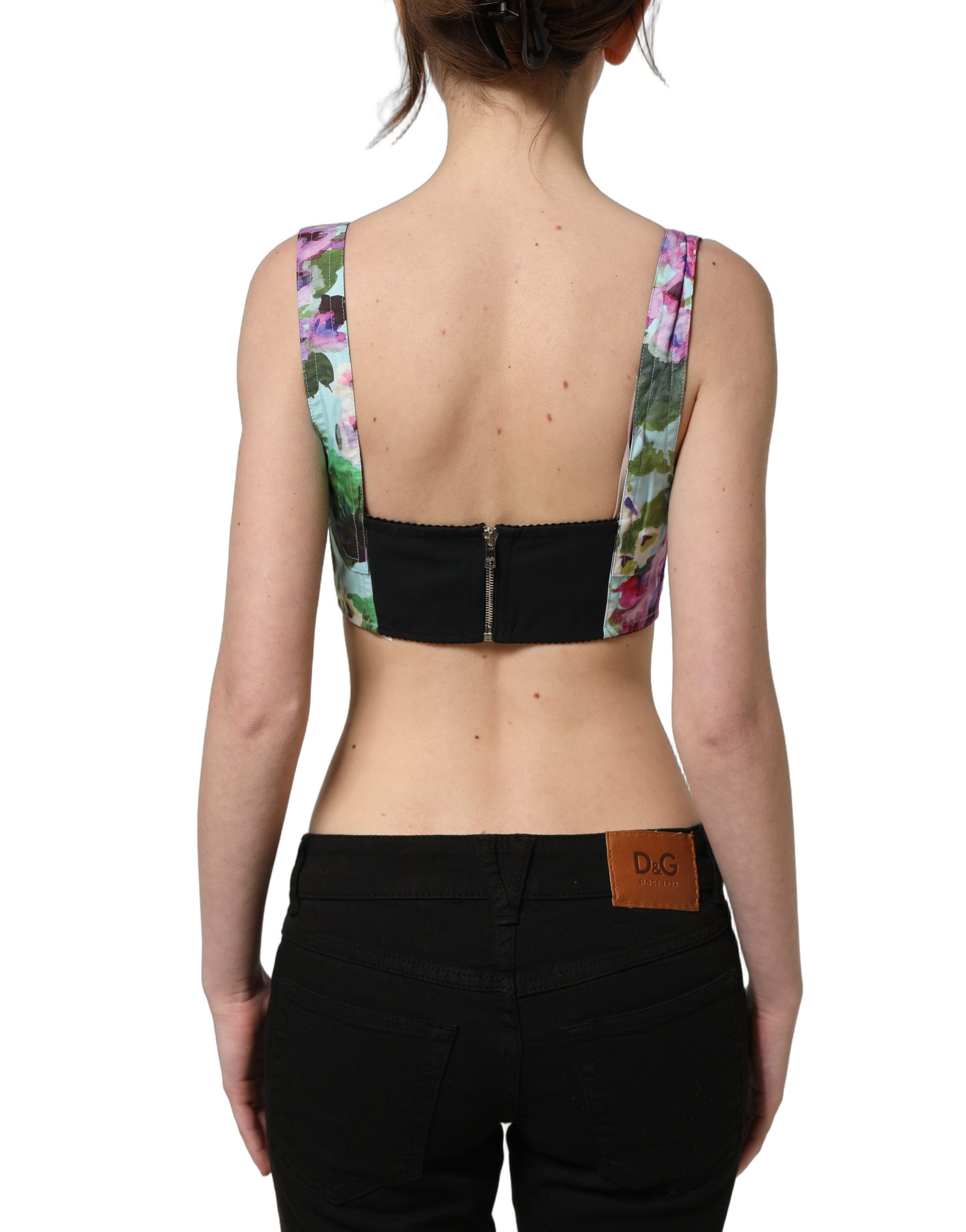 Dolce & Gabbana Multicolor Floral Cropped Bustier Tank Top - Image 2