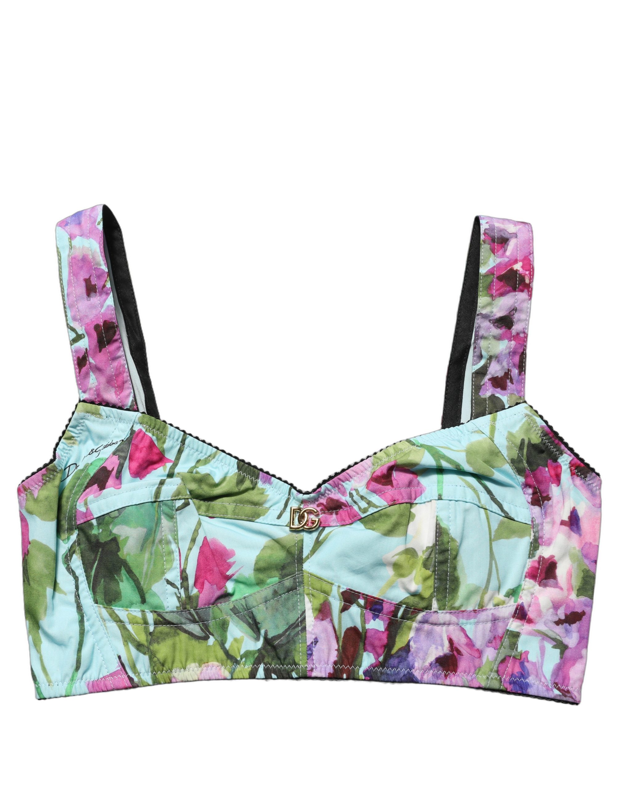 Dolce & Gabbana Multicolor Floral Cropped Bustier Tank Top - Image 3