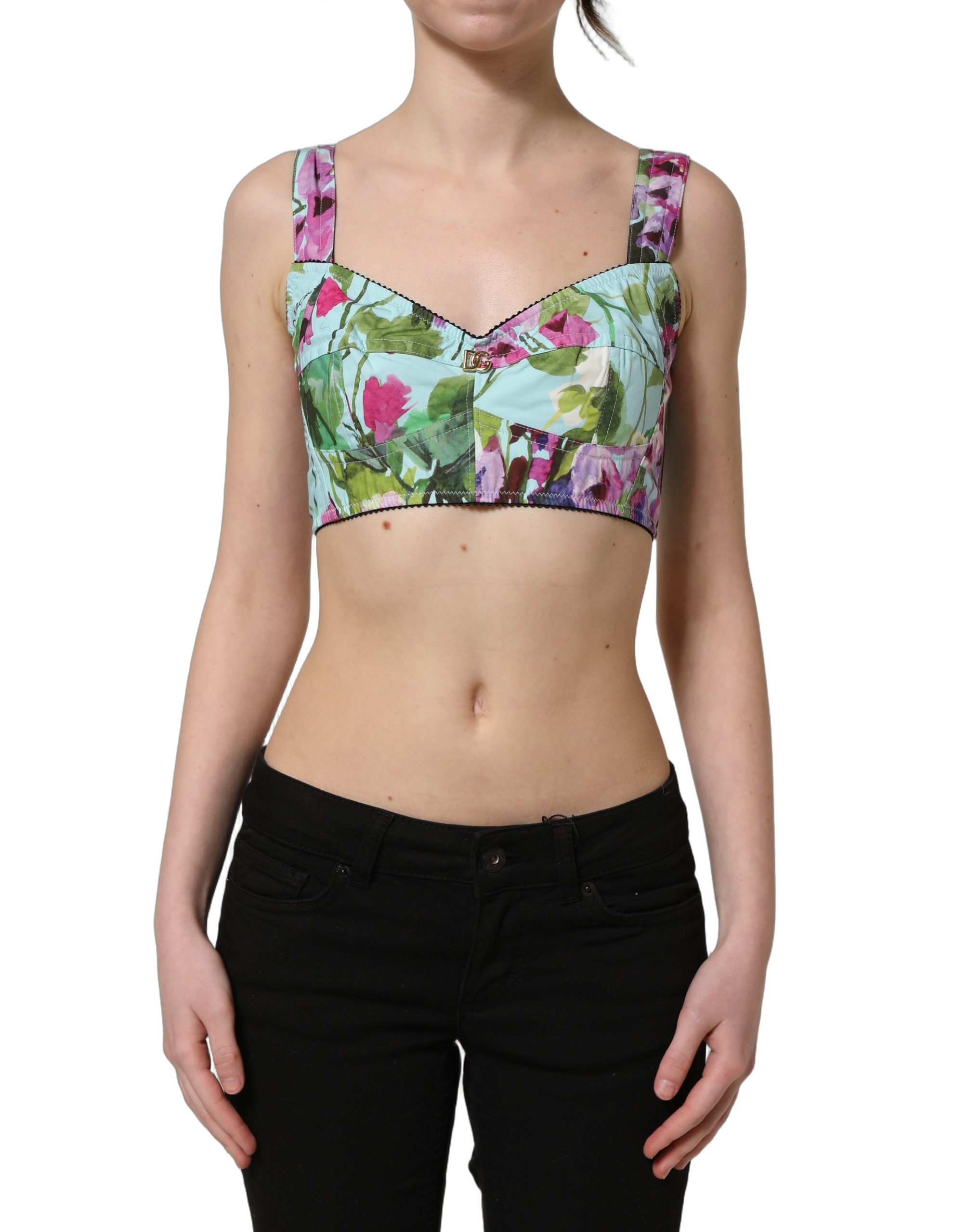 Dolce & Gabbana Multicolor Floral Cropped Bustier Tank Top - Image 6