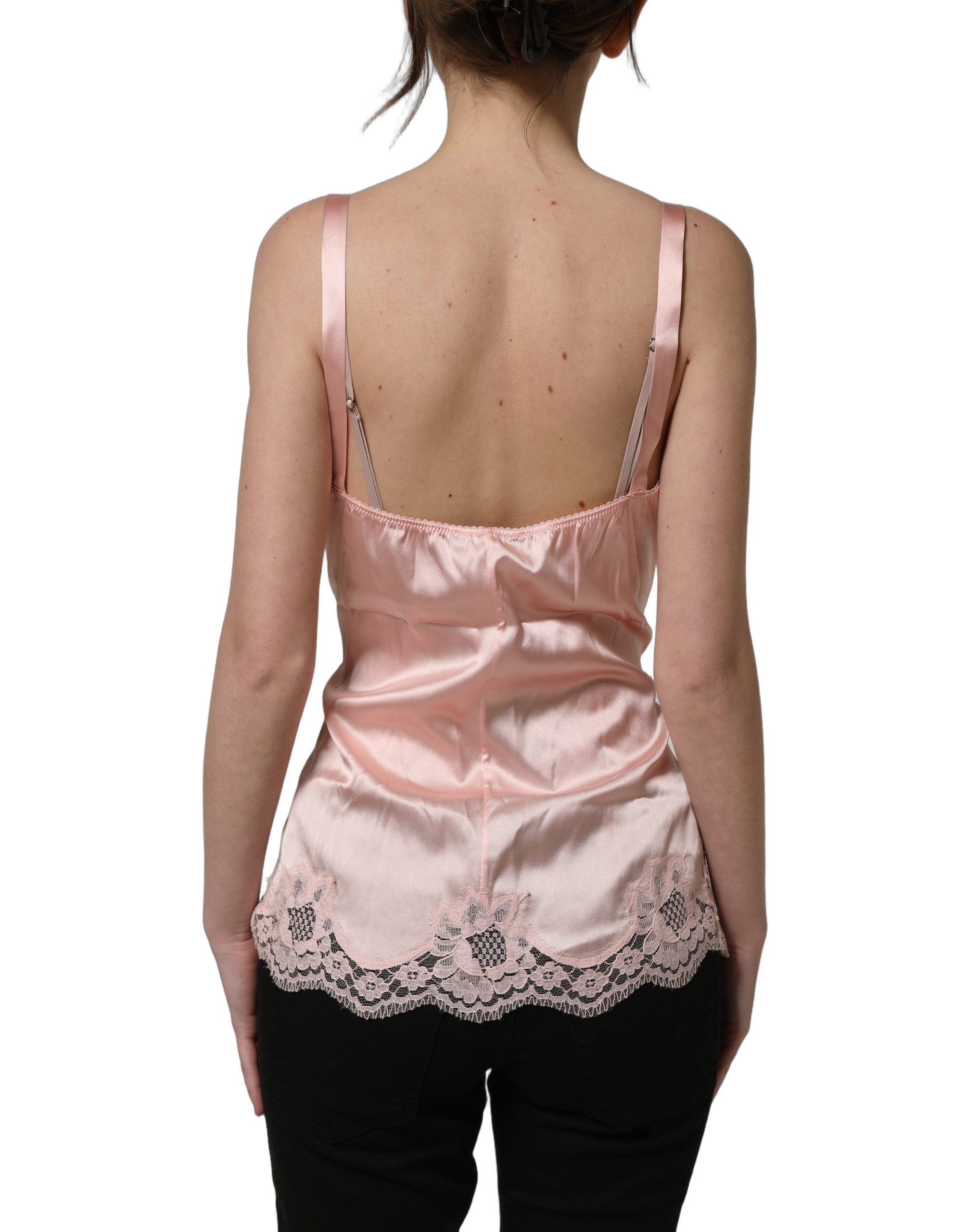 Dolce & Gabbana Light Pink Floral Lace Lingerie Underwear Top - Image 2