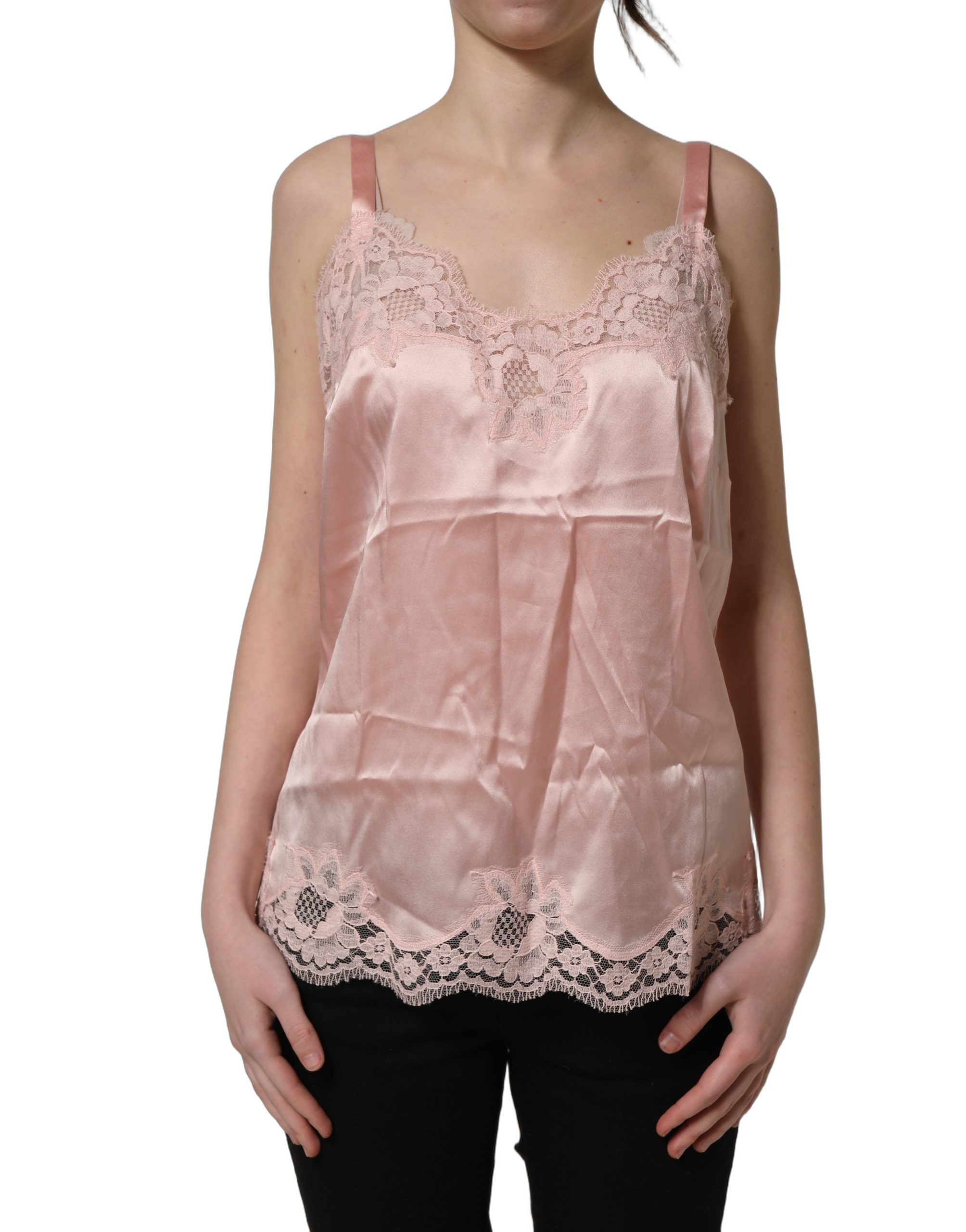 Dolce & Gabbana Light Pink Floral Lace Lingerie Underwear Top - Image 5