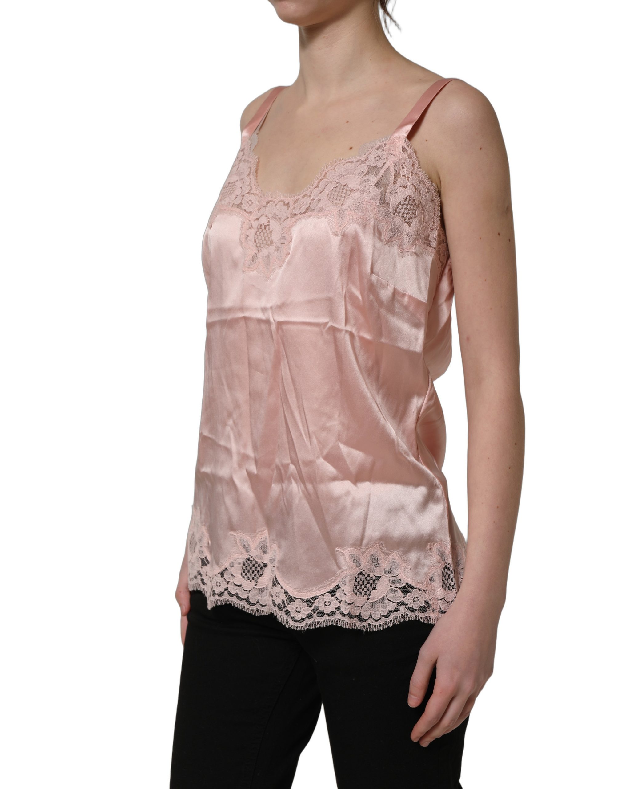 Dolce & Gabbana Light Pink Floral Lace Lingerie Underwear Top - Image 6
