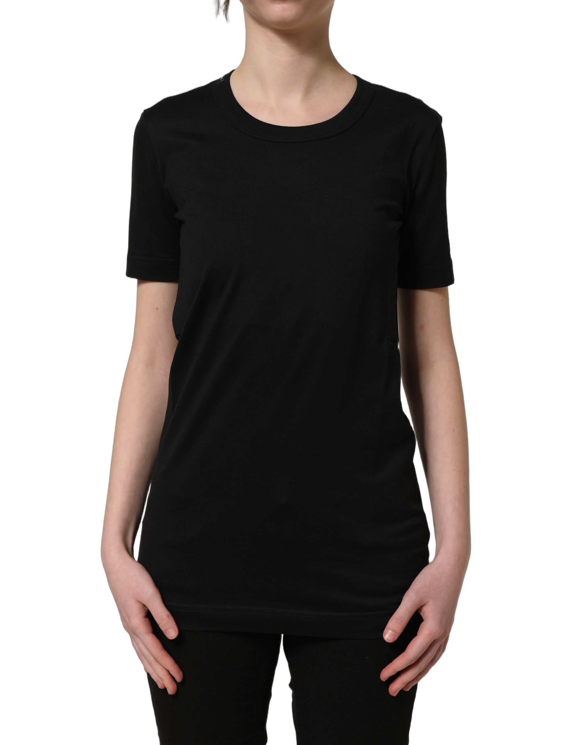Dolce & Gabbana Black Cotton Short Sleeves Crew Neck T-shirt - Image 3