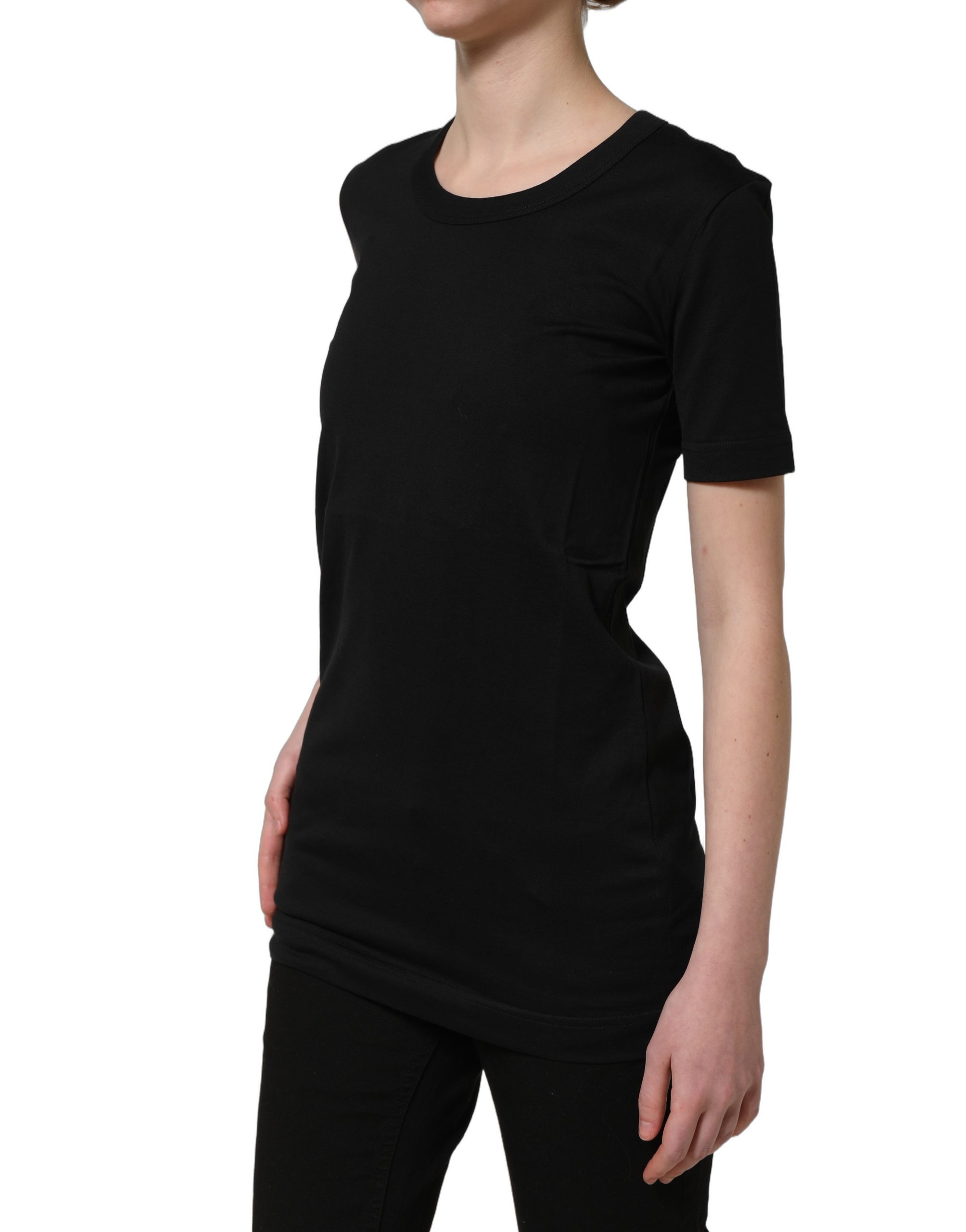 Dolce & Gabbana Black Cotton Short Sleeves Crew Neck T-shirt - Image 4