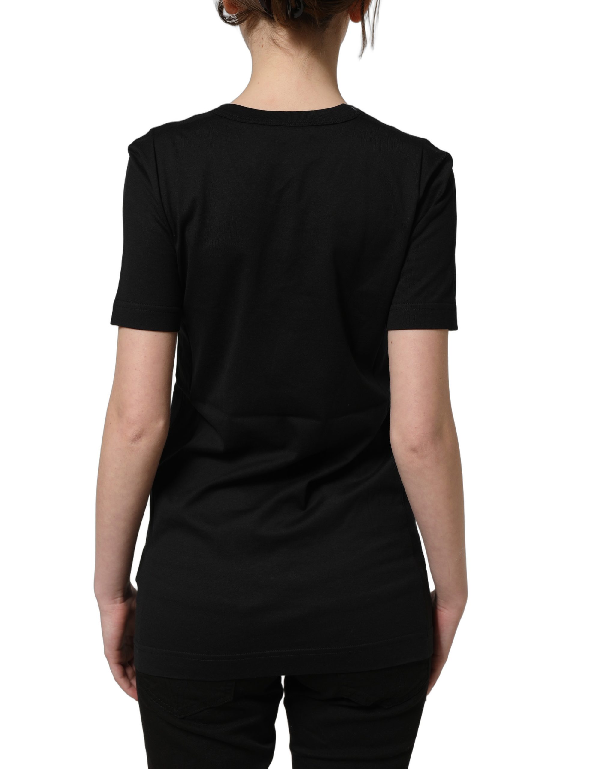 Dolce & Gabbana Black Cotton Short Sleeves Crew Neck T-shirt - Image 5