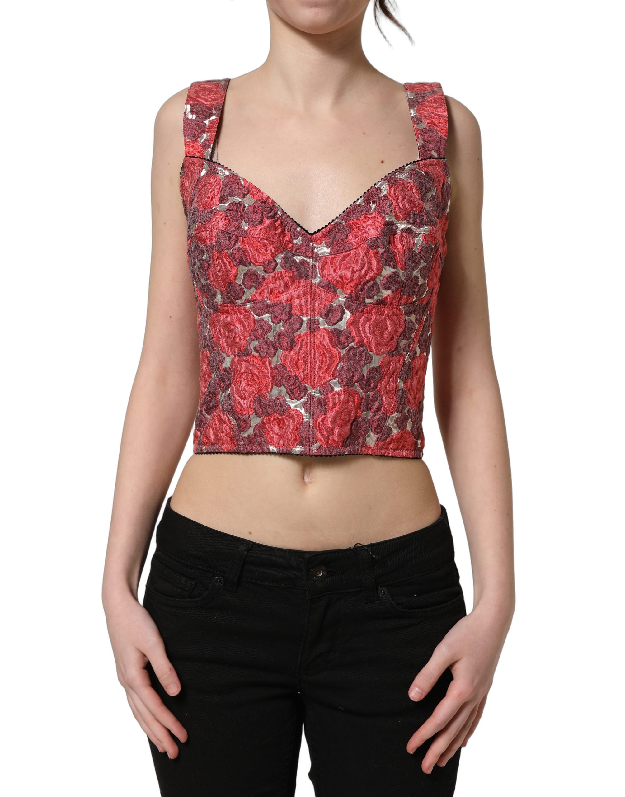 Dolce & Gabbana Multicolor Floral Cropped Bustier Tank Top - Image 3