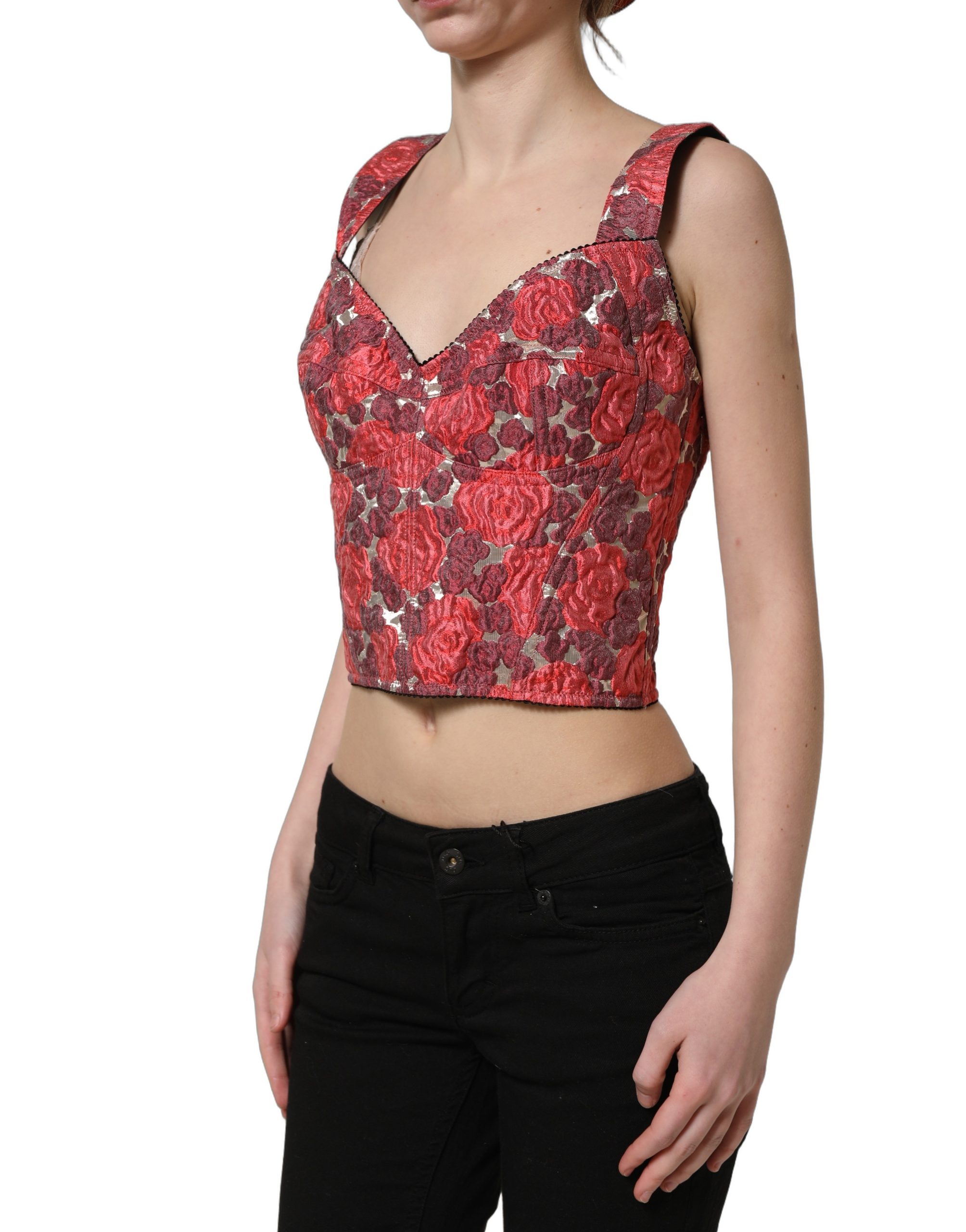 Dolce & Gabbana Multicolor Floral Cropped Bustier Tank Top - Image 4
