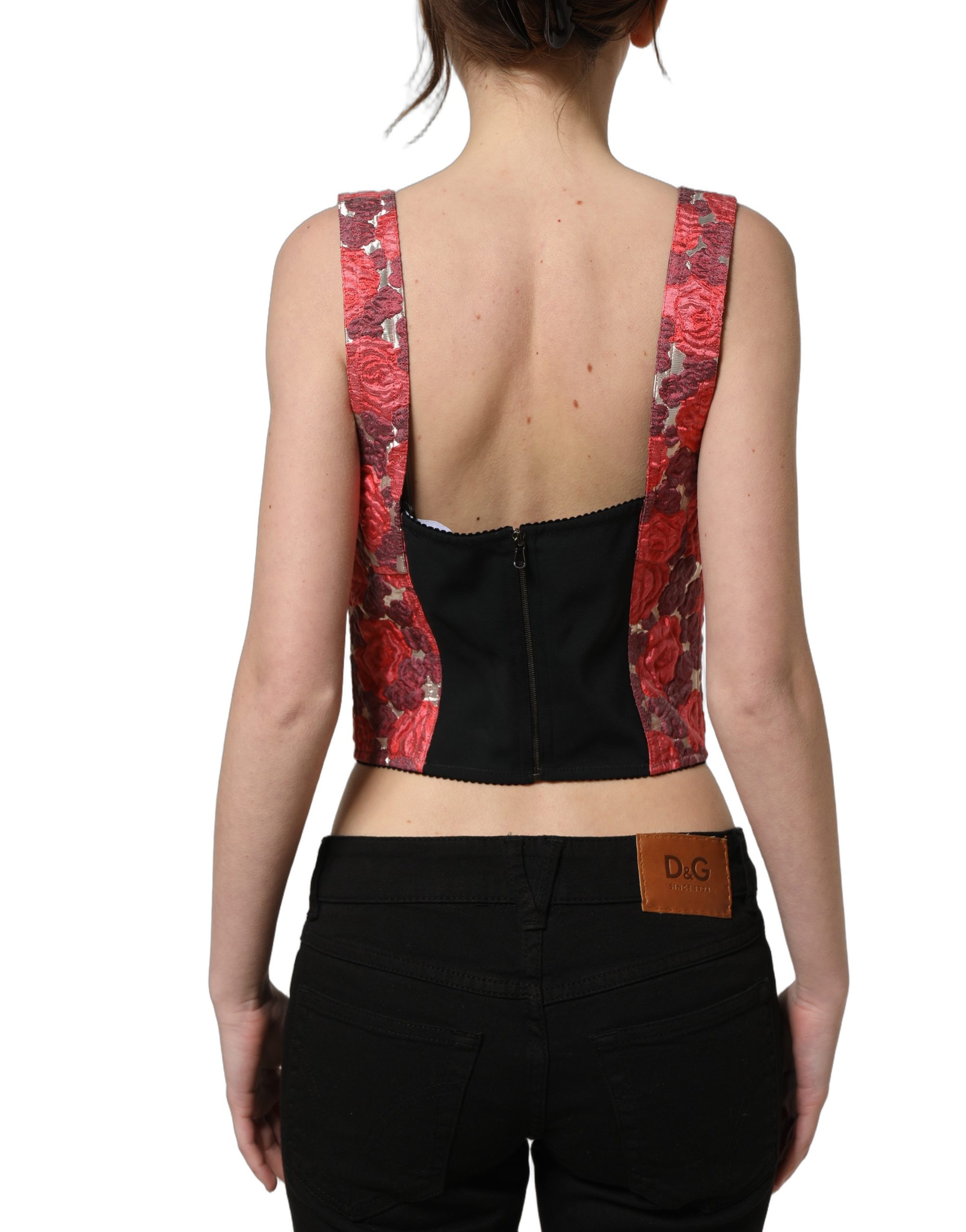 Dolce & Gabbana Multicolor Floral Cropped Bustier Tank Top - Image 6