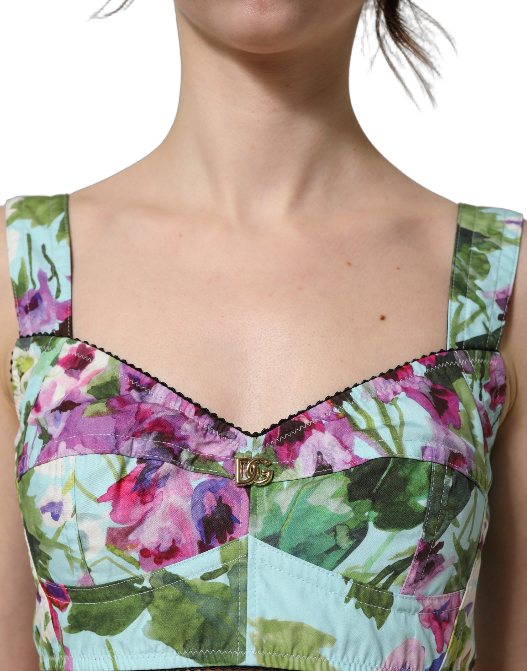 Dolce & Gabbana Multicolor Floral Cropped Bustier Tank Top - Image 2