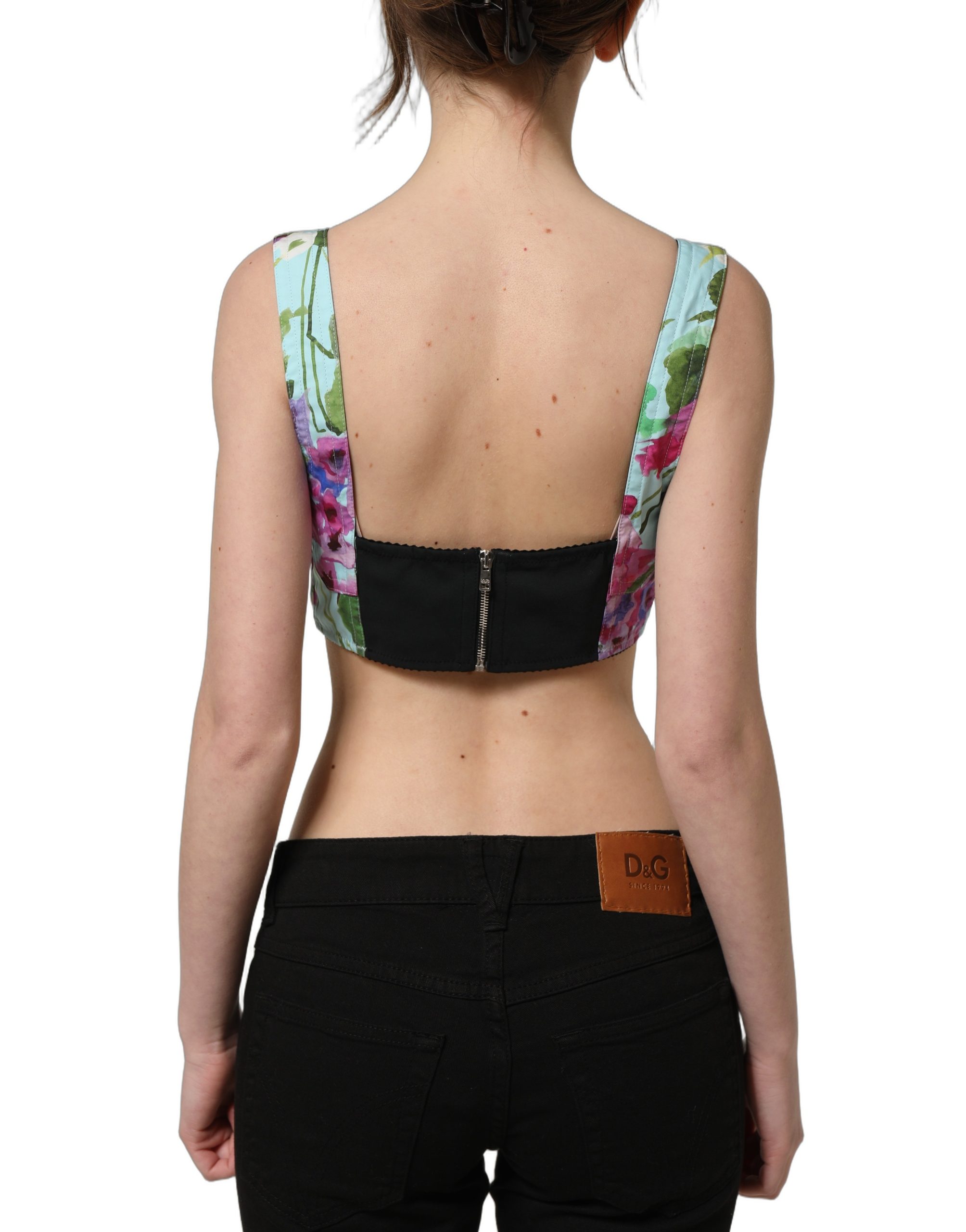 Dolce & Gabbana Multicolor Floral Cropped Bustier Tank Top - Image 3