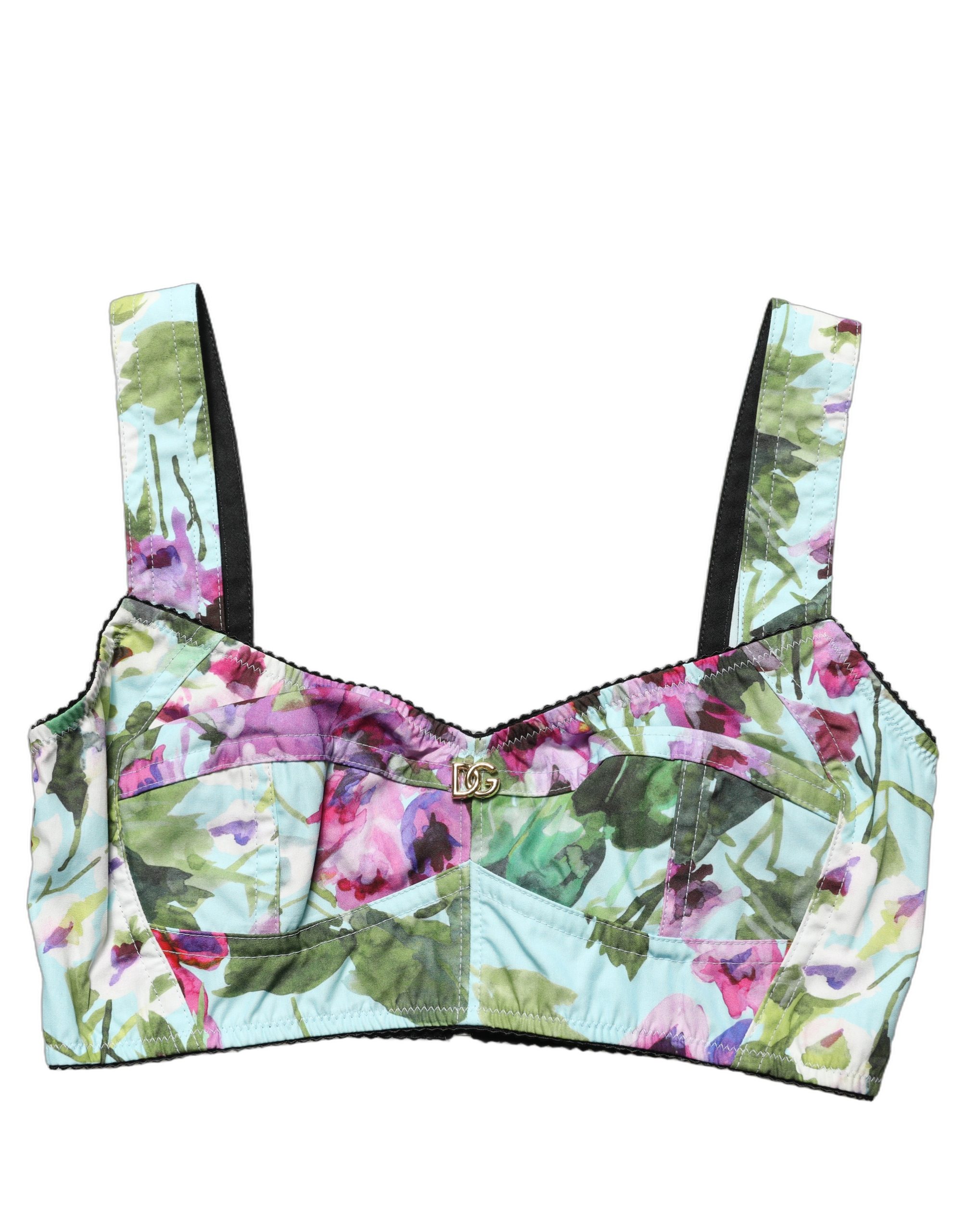 Dolce & Gabbana Multicolor Floral Cropped Bustier Tank Top - Image 4