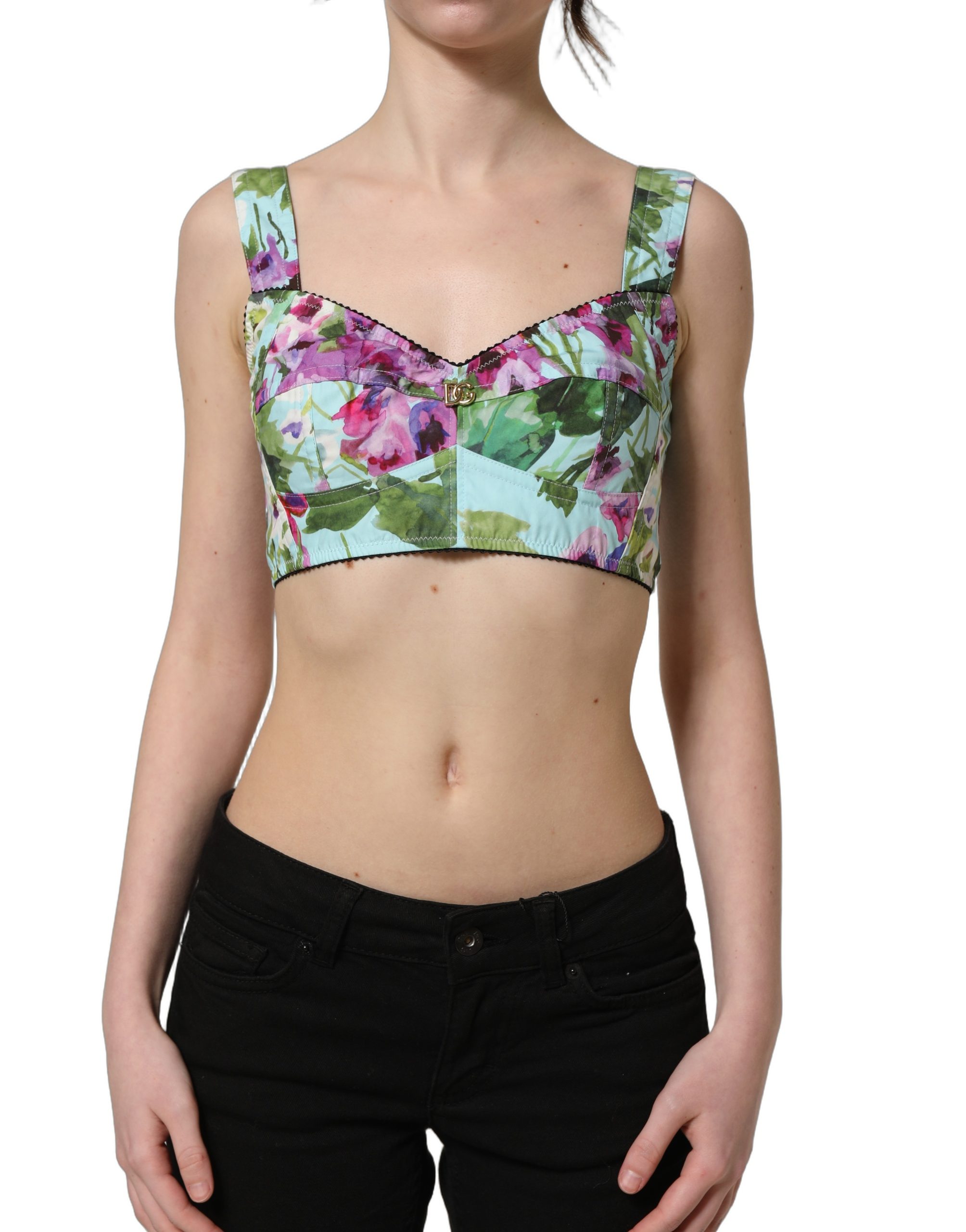 Dolce & Gabbana Multicolor Floral Cropped Bustier Tank Top - Image 7