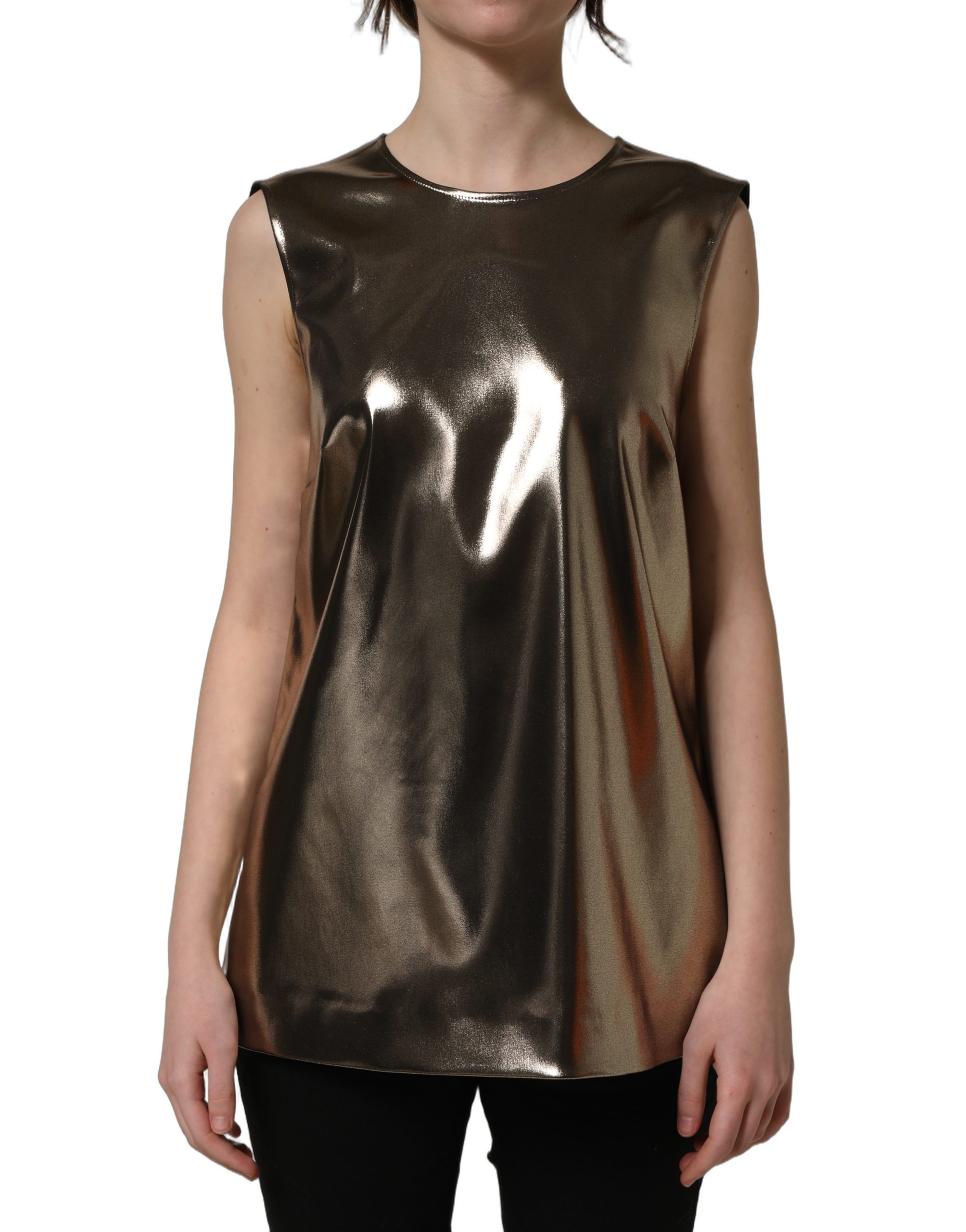 Dolce & Gabbana Metallic Bronze Roundneck SleevelessTank Top - Image 2
