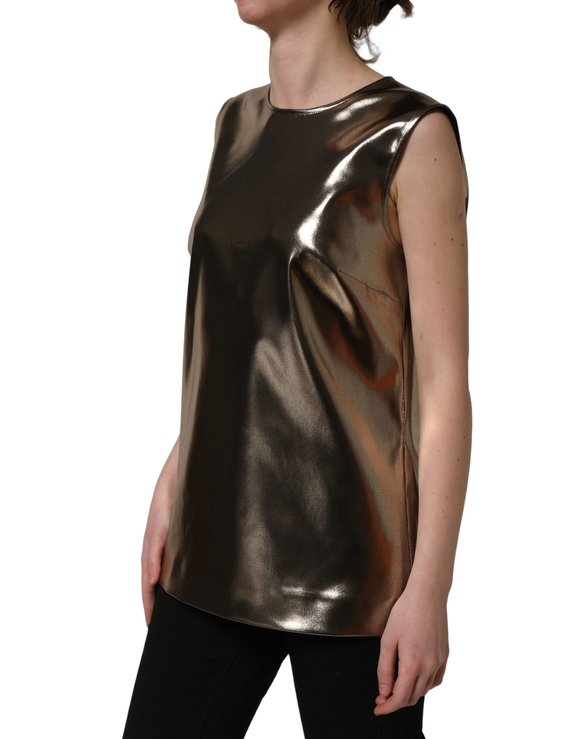 Dolce & Gabbana Metallic Bronze Roundneck SleevelessTank Top - Image 4