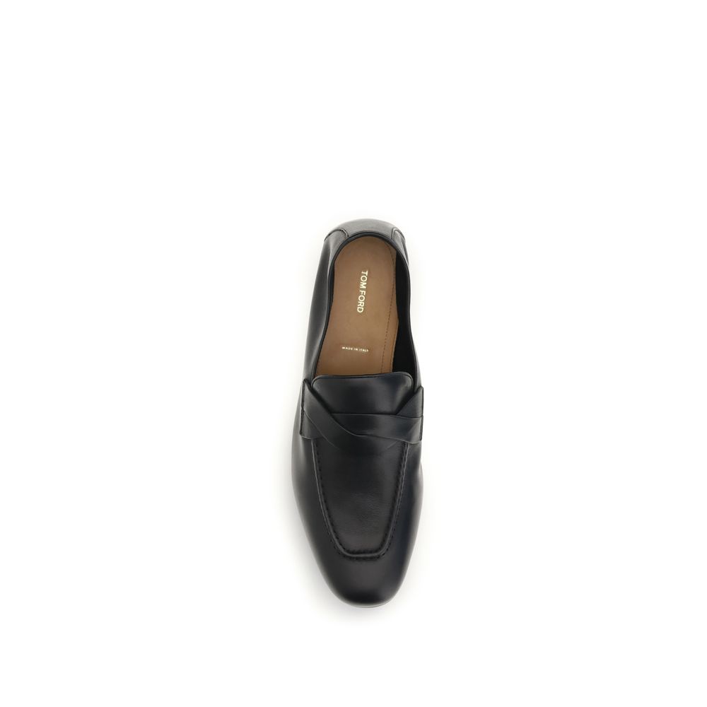Tom Ford Black Calf Leather Bos Taurus Slip-On Loafers - Image 4