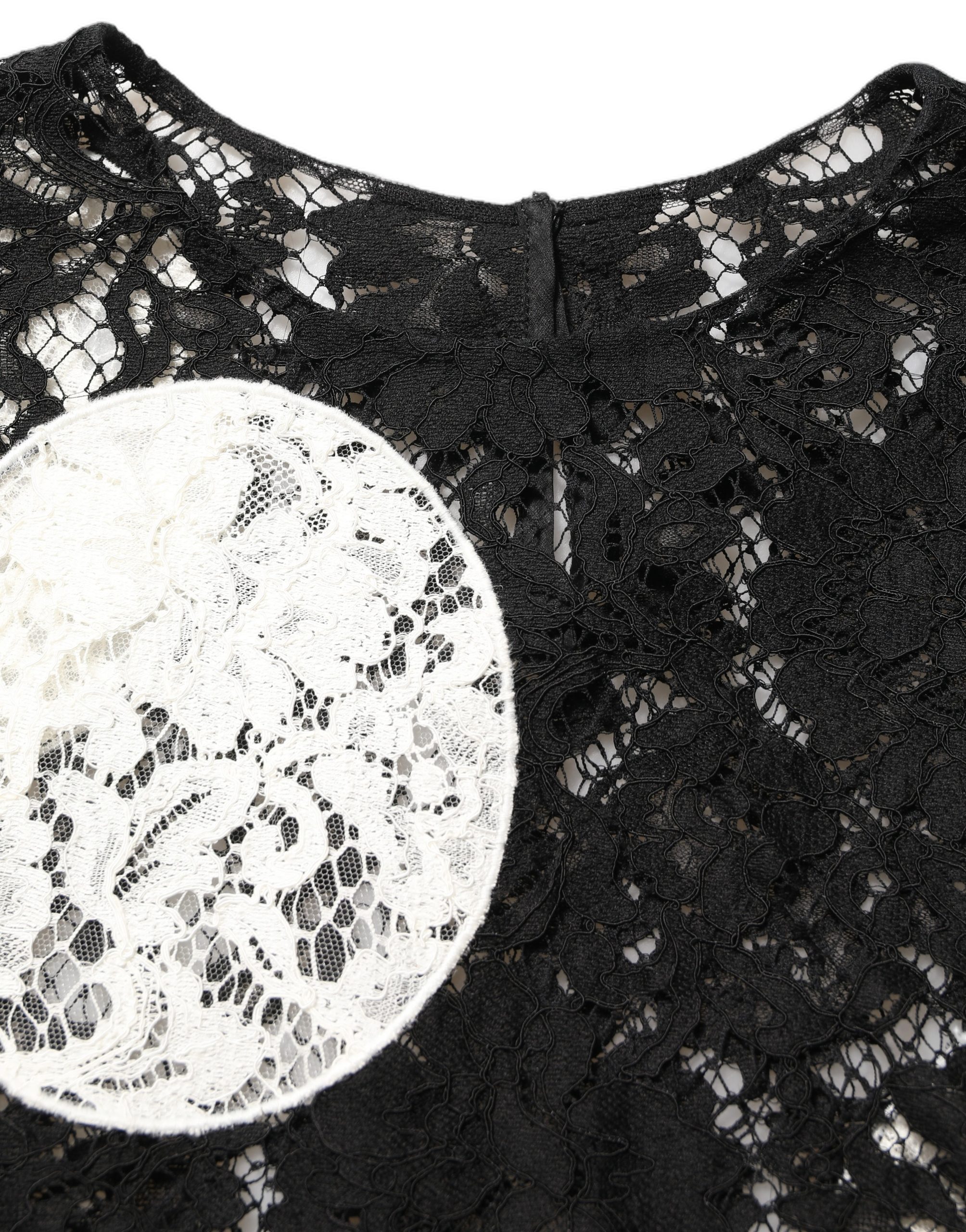 Dolce & Gabbana Black White Floral Lace Short Sleeve Blouse Top - Image 5