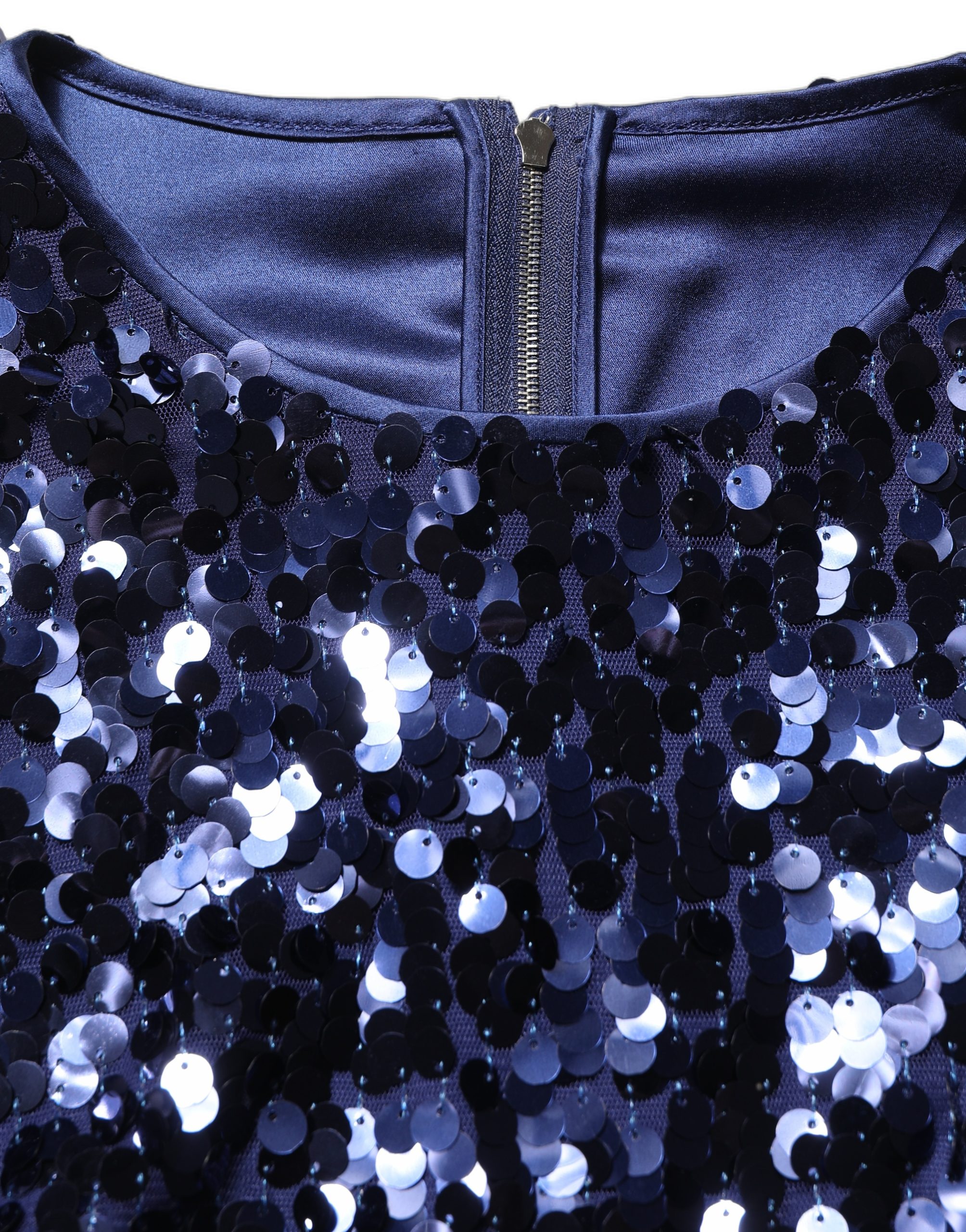 Dolce & Gabbana Blue Sequined Long Sleeves Crop Blouse Top - Image 4
