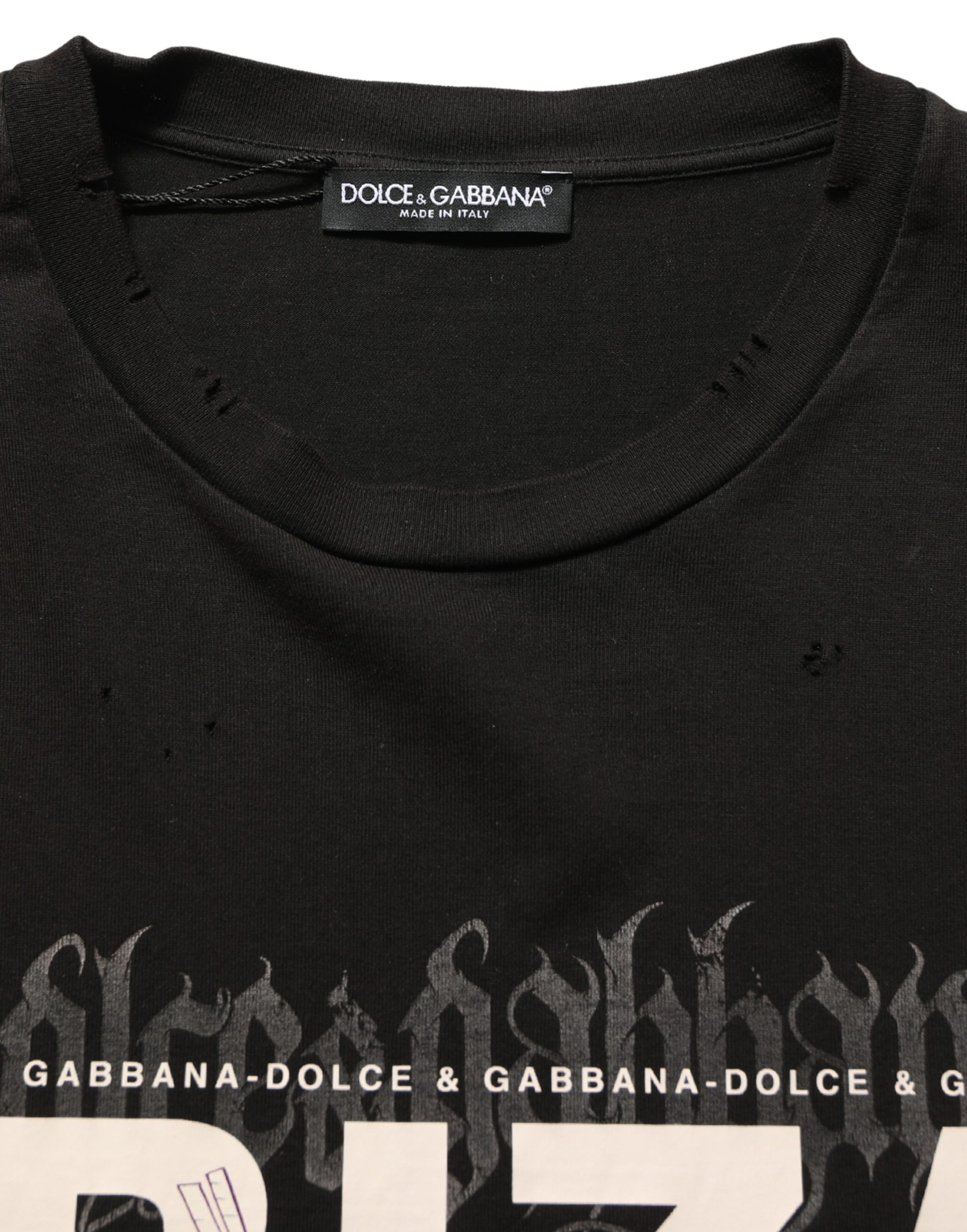 Dolce & Gabbana Black Tropical "IBIZA" Men Crew Neck T-shirt - Image 4