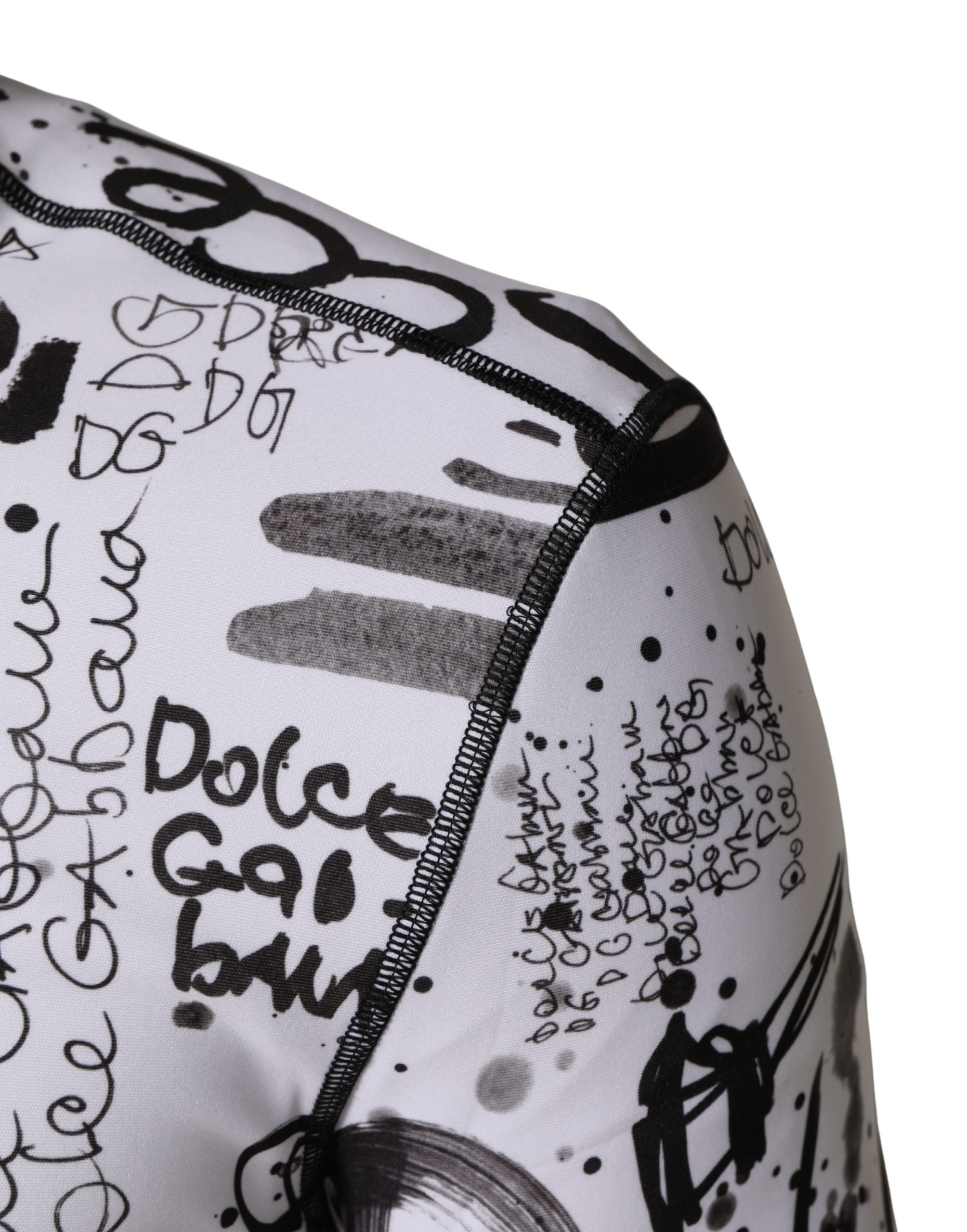 Dolce & Gabbana White Jersey Graffiti Print Balaclava Hood Sweater - Image 7