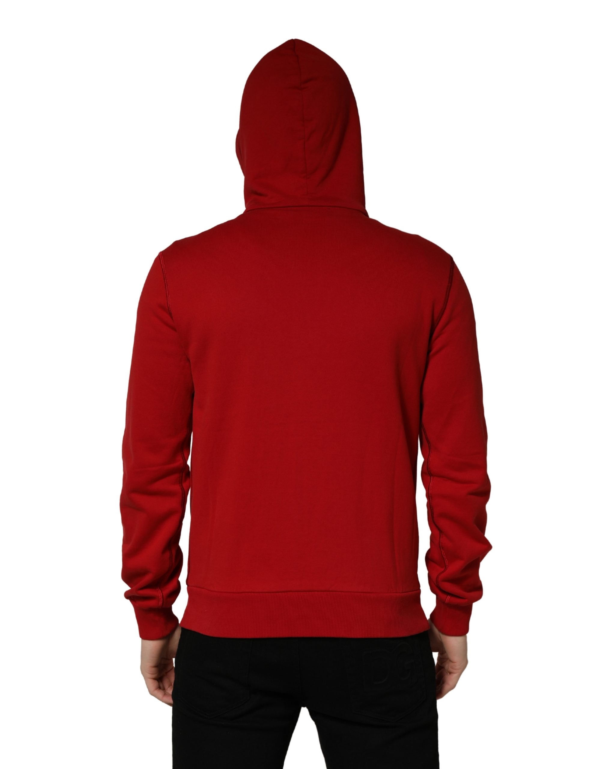 Dolce & Gabbana Red Embroidered Logo Hooded Full Zip Sweater - Image 5
