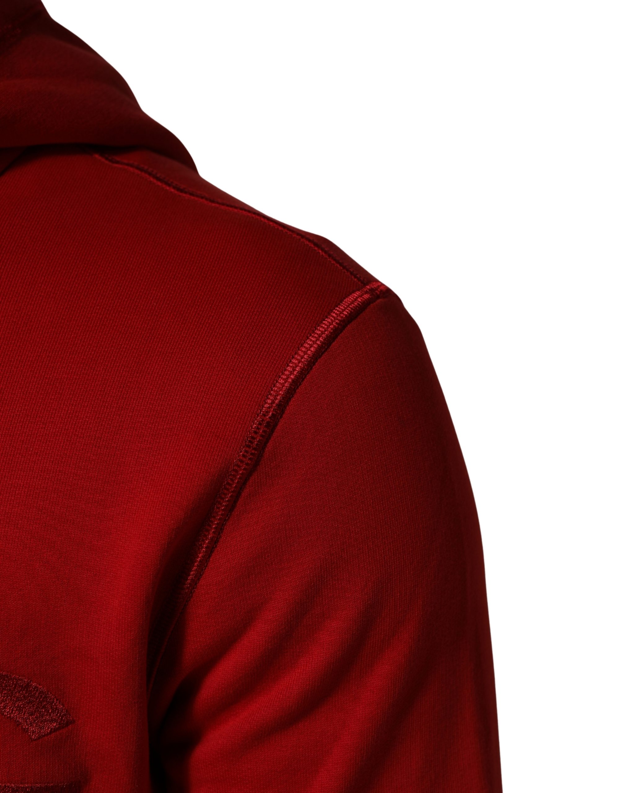 Dolce & Gabbana Red Embroidered Logo Hooded Full Zip Sweater - Image 7