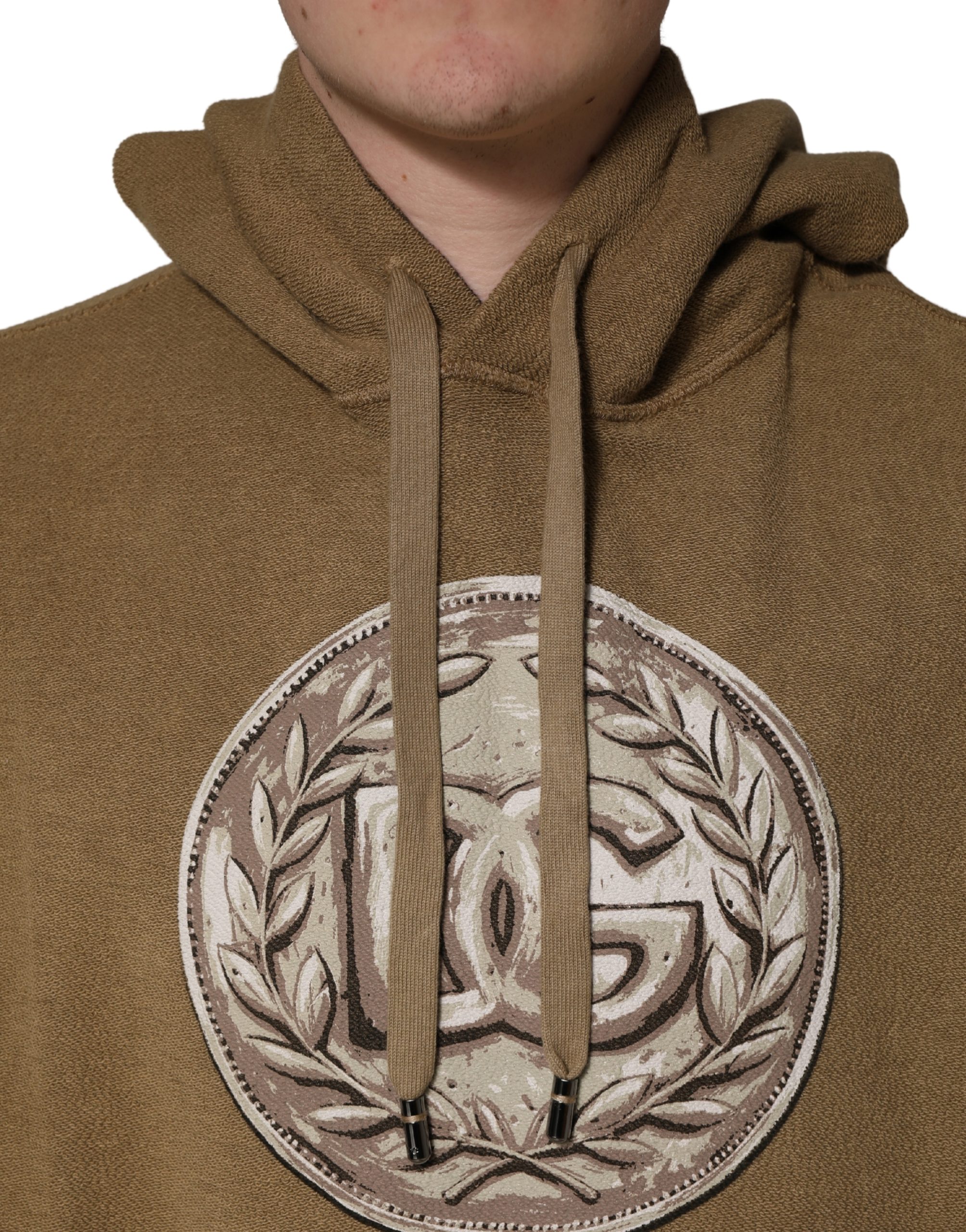 Dolce & Gabbana Brown Cotton Logo Coin Hooded Pullover Sweater - Image 6