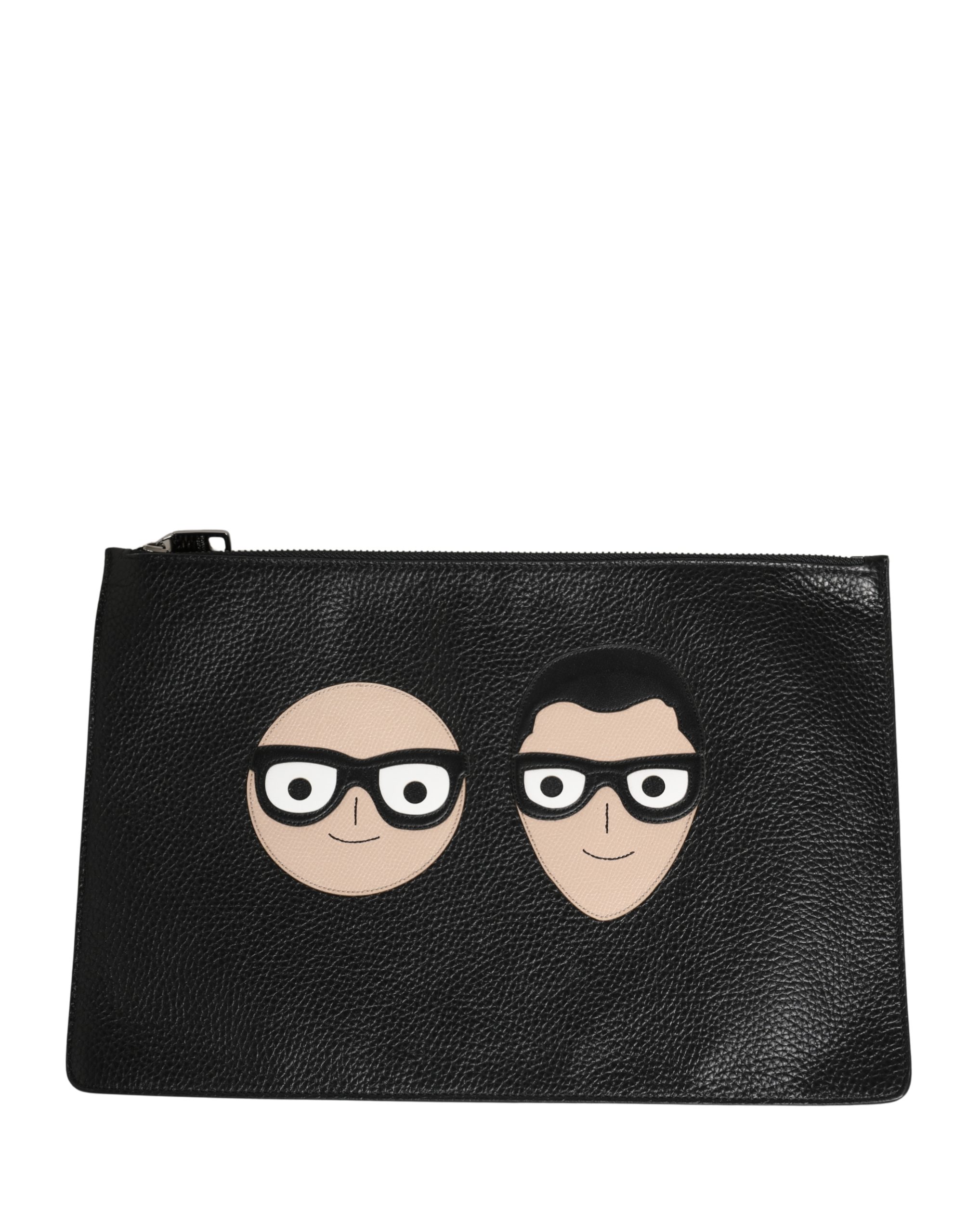 Dolce & Gabbana Black #DGFamily Embellished Leather Clutch Borse Bag - Image 3