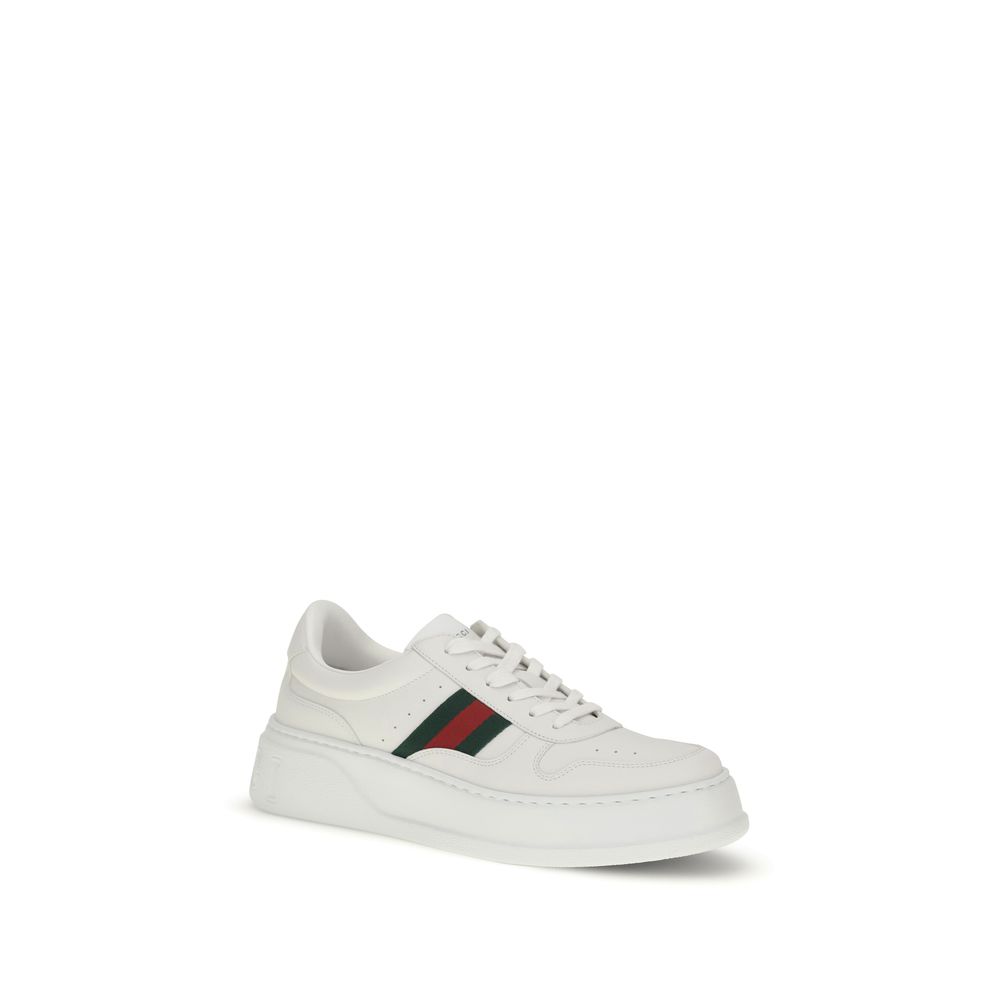 Gucci White Calf Leather Bos Taurus Chunky Sneakers - Image 2