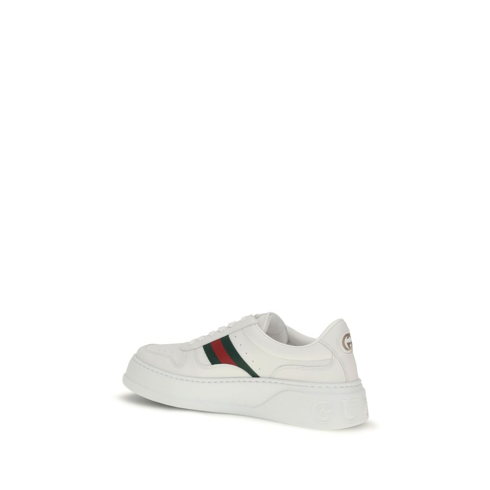 Gucci White Calf Leather Bos Taurus Chunky Sneakers - Image 3