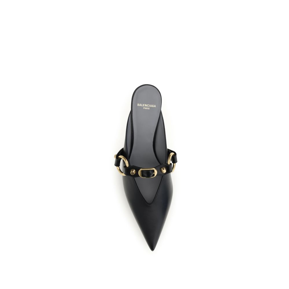 Balenciaga Black Calf Leather Bos Taurus Mules - Image 4