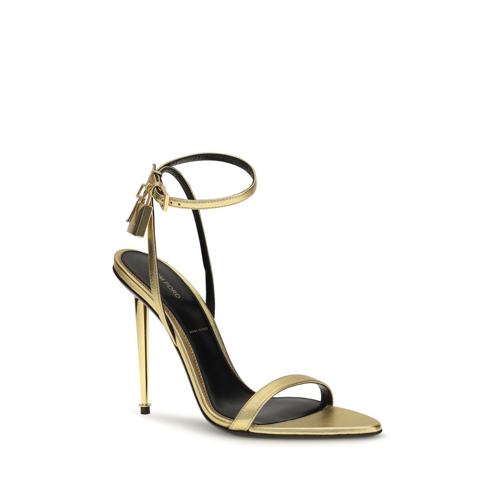 Tom Ford Gold Lamb Ovis Aries Aries Stiletto Heel Sandals - Image 2