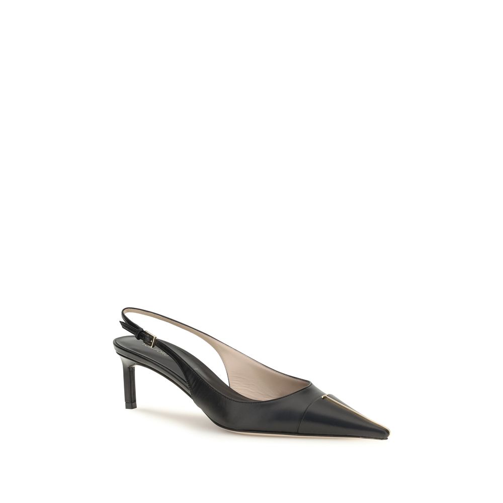 Tom Ford Black Calf Leather Bos Taurus Mid Heel Pumps - Image 2