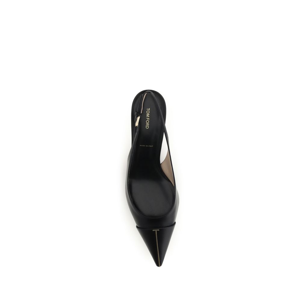 Tom Ford Black Calf Leather Bos Taurus Mid Heel Pumps - Image 4