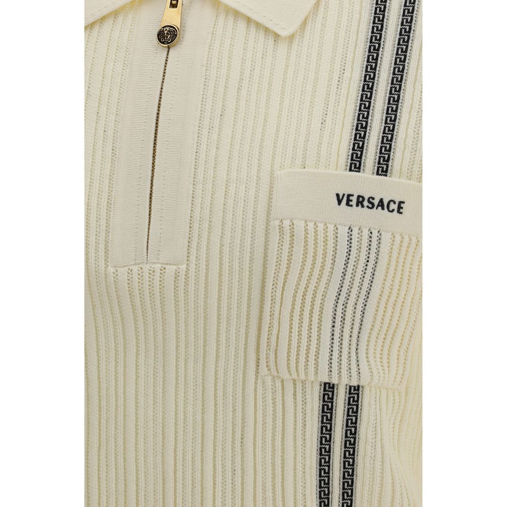 Versace Beige Cotton Polo Shirt - Image 3
