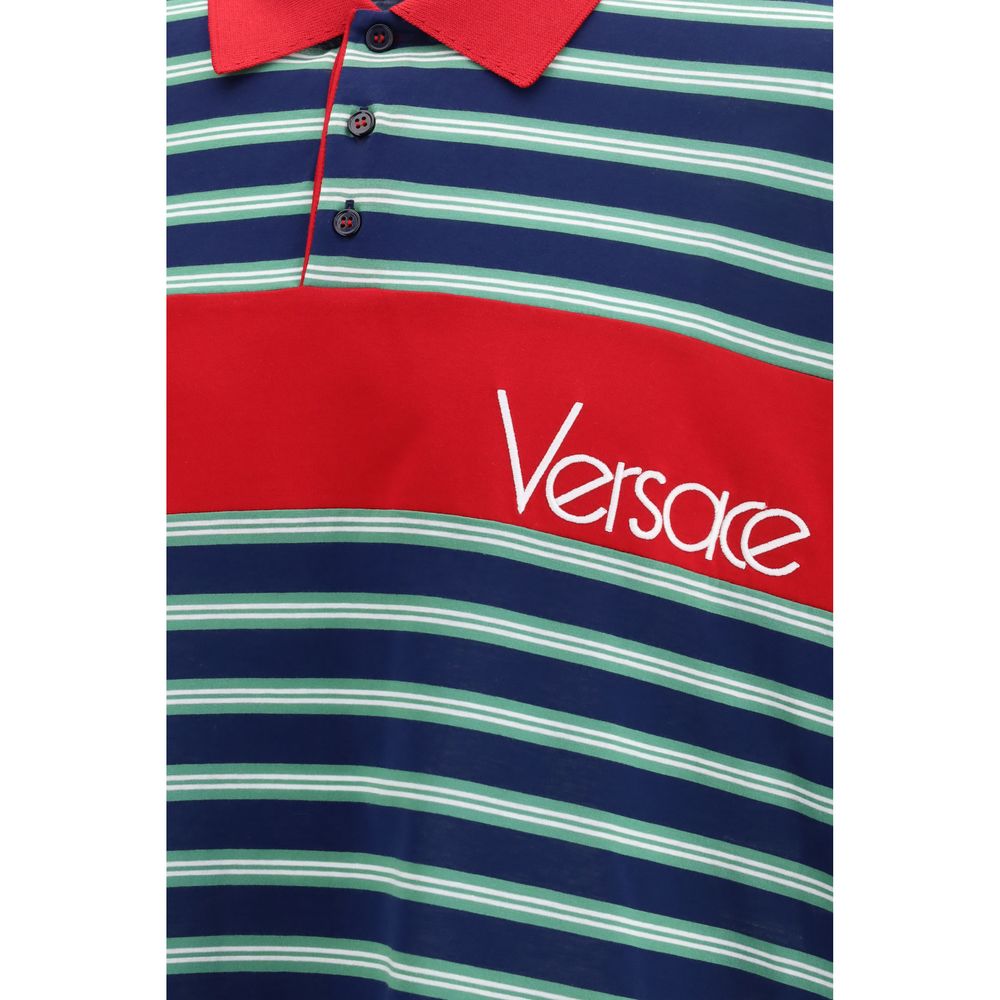 Versace Multicolor Cotton Polo Shirt - Image 3