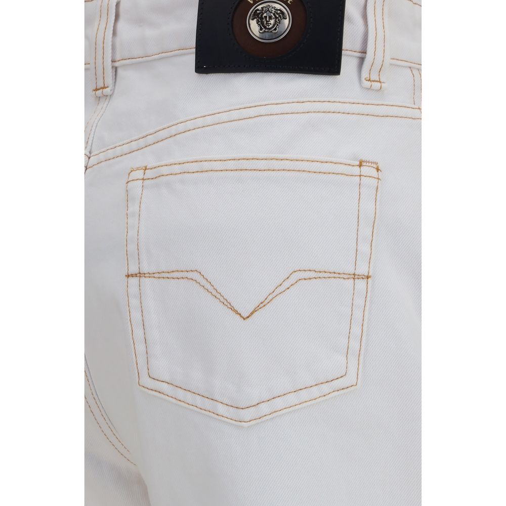 Versace White Cotton High-Waisted Jean - Image 3