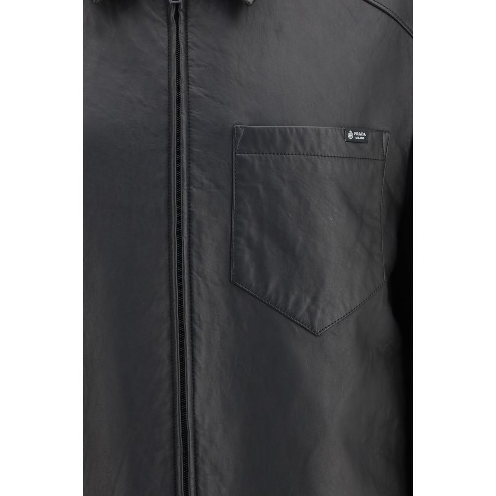 Prada Black Lamb Ovis Aries Aries Leather Jacket - Image 3