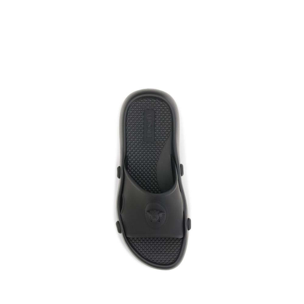 Versace Black Rubber Sandals - Image 4
