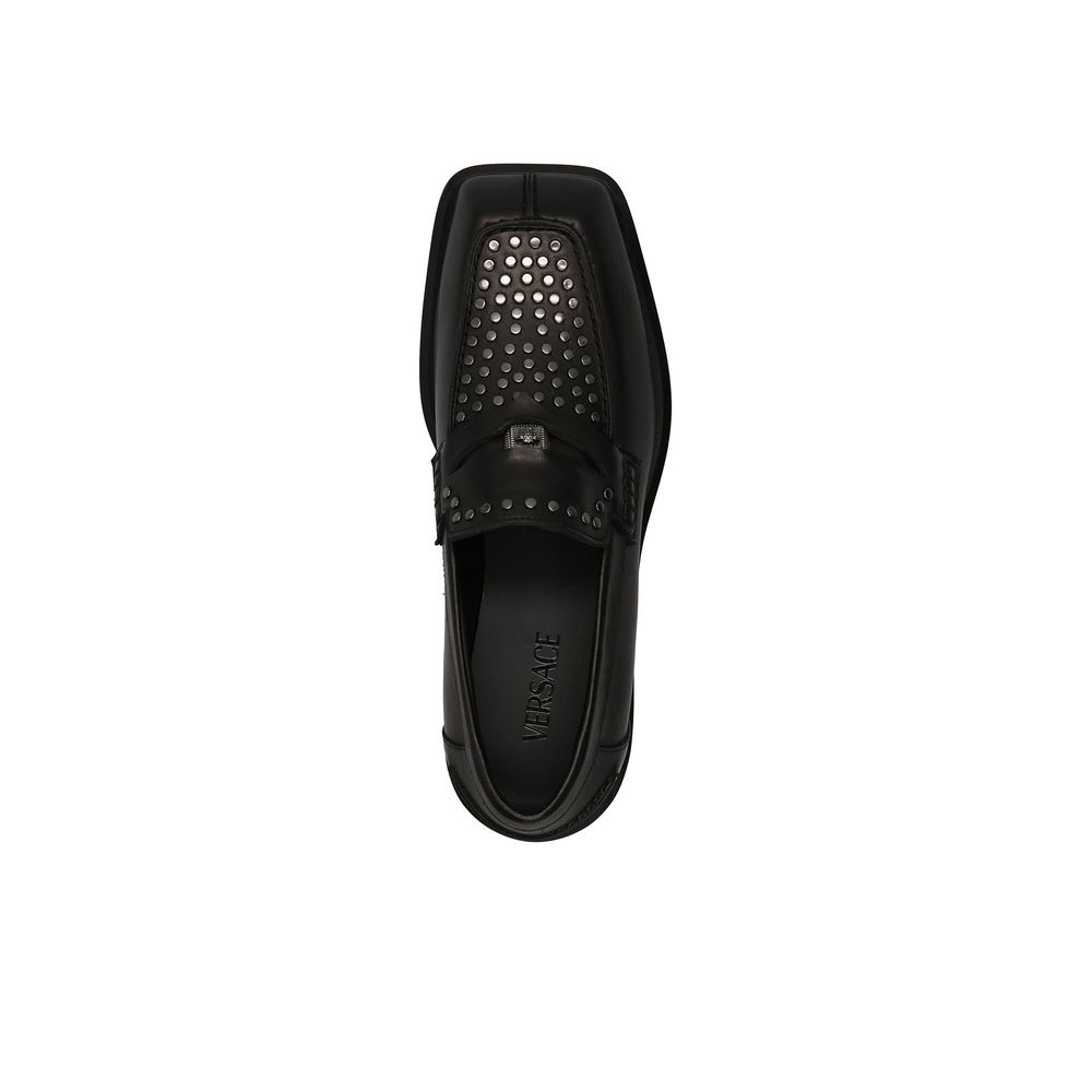 Versace Black Leather Slip-On Loafers - Image 3