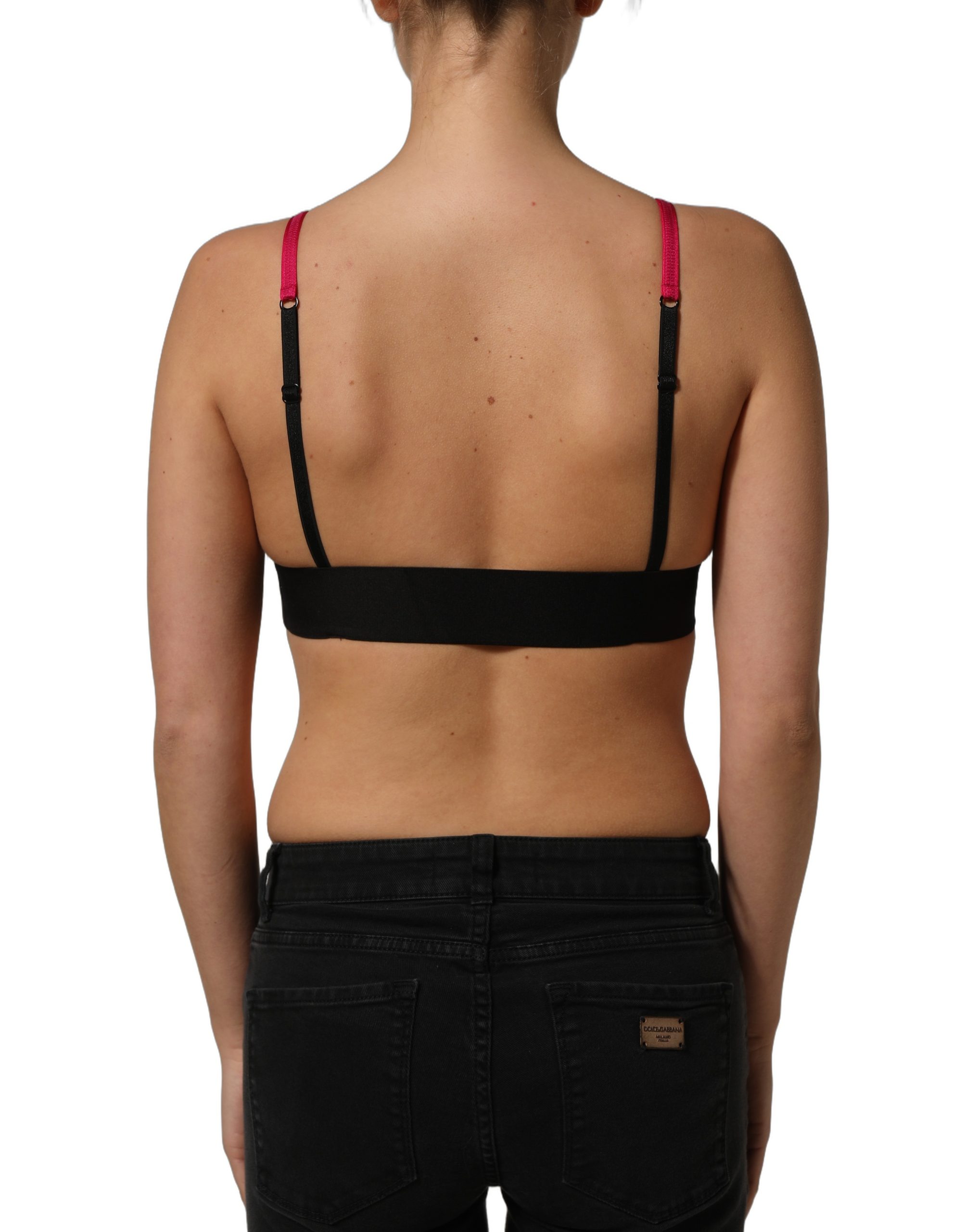Dolce & Gabbana Pink Crystal Embellished Bralette Crop Top - Image 5