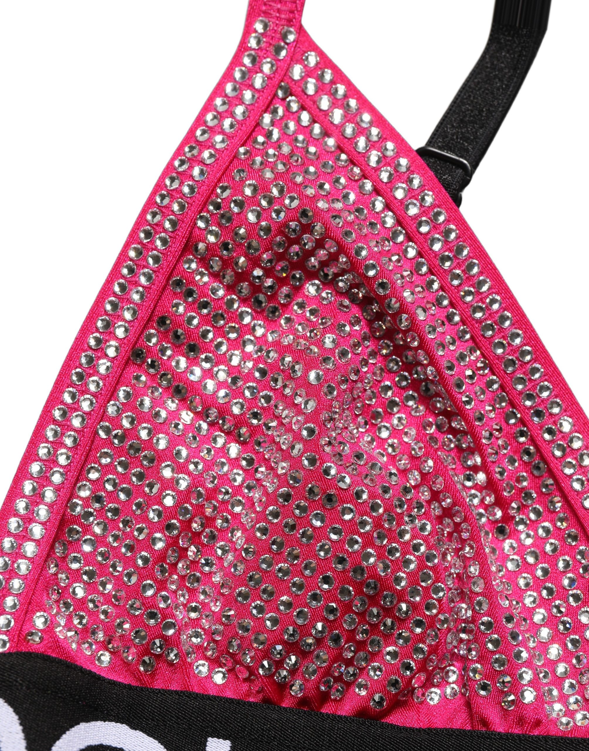 Dolce & Gabbana Pink Crystal Embellished Bralette Crop Top - Image 6