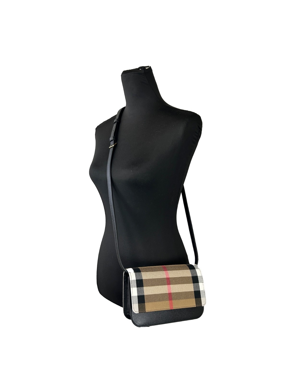 Burberry Small Leather Madison Crossbody Check Bag - Image 4