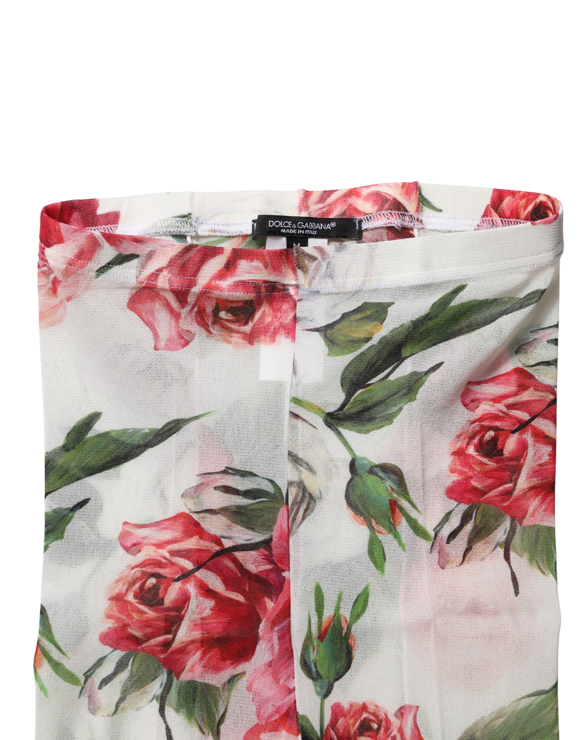 Dolce & Gabbana White Nylon Floral Print Tights Stockings Socks - Image 6