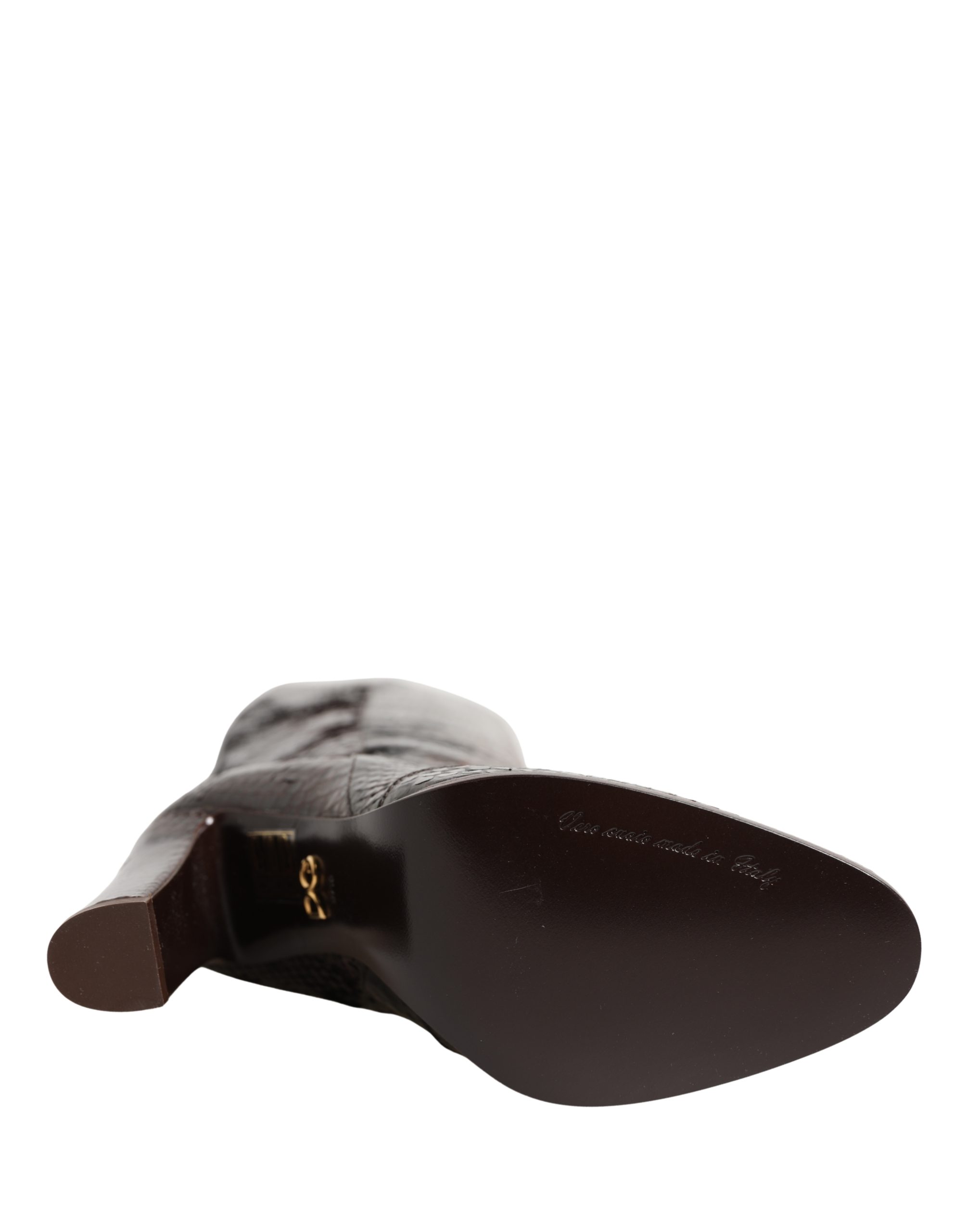 Dolce & Gabbana Brown Exotic Leather Knee High Boots Shoes - Image 2
