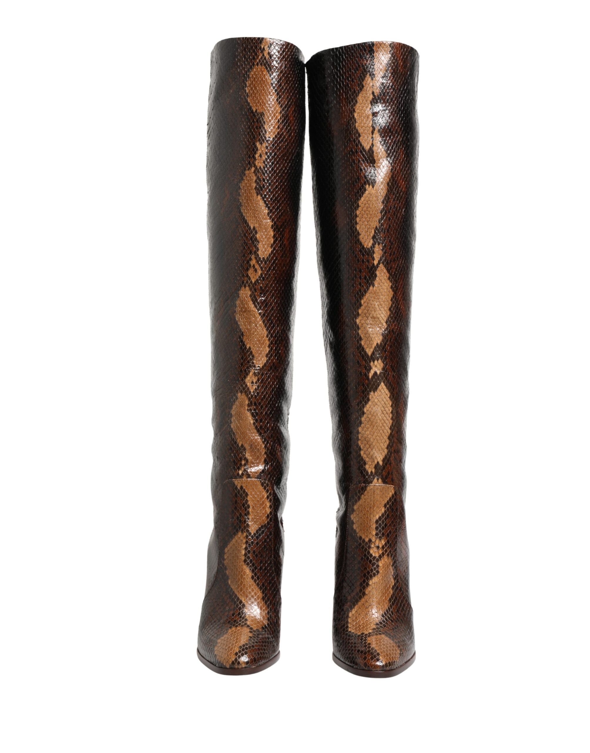 Dolce & Gabbana Brown Exotic Leather Knee High Boots Shoes - Image 4
