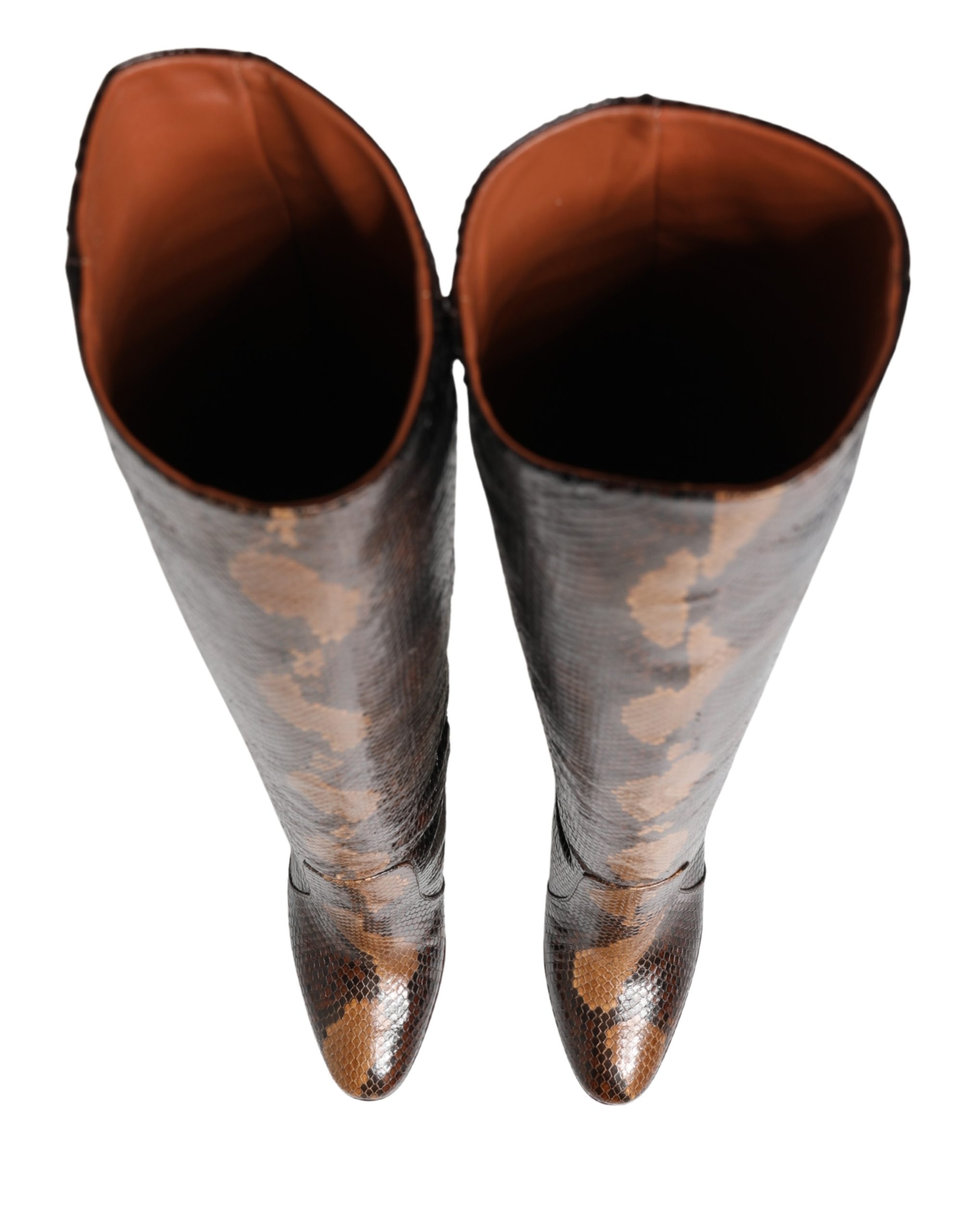 Dolce & Gabbana Brown Exotic Leather Knee High Boots Shoes - Image 5