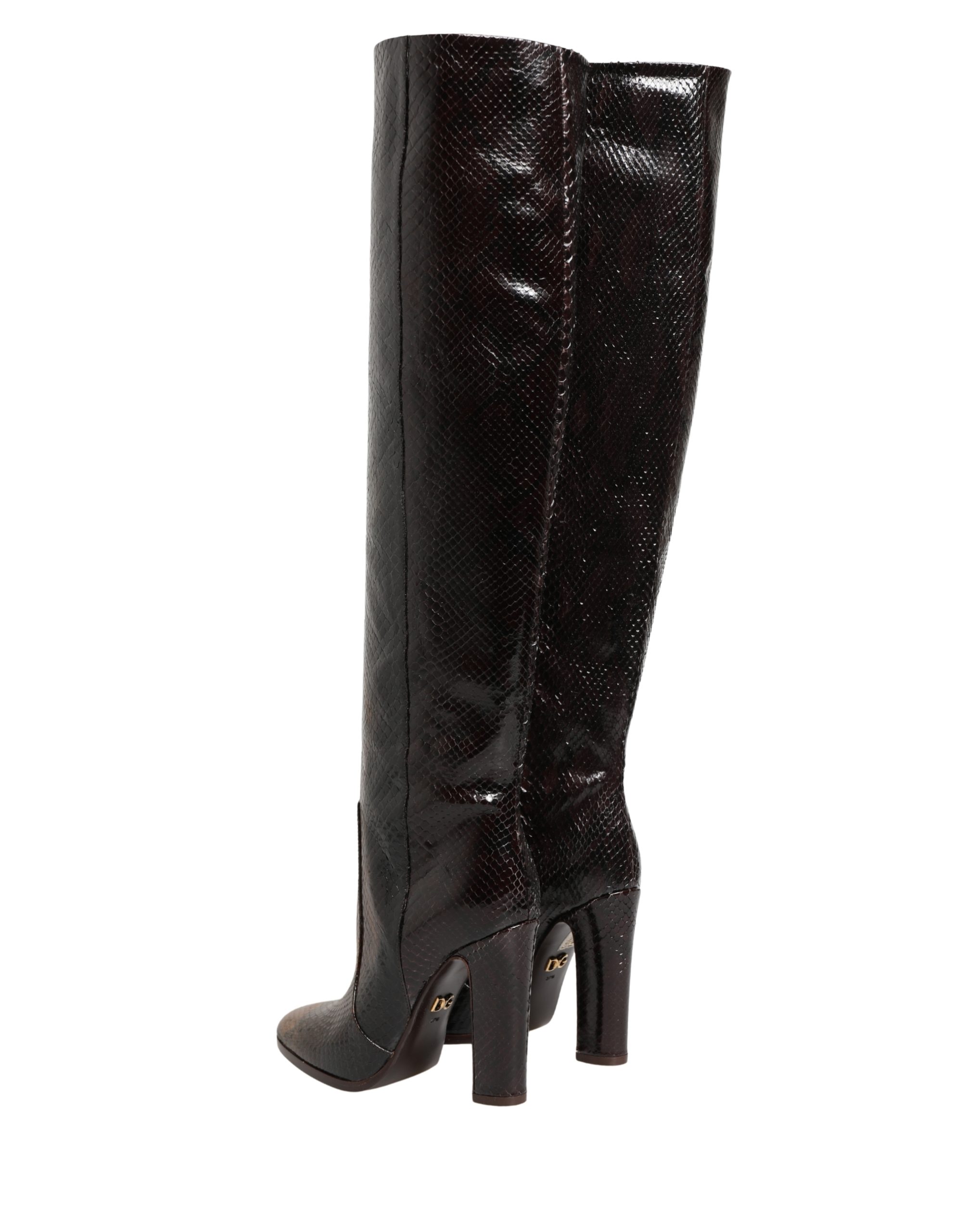 Dolce & Gabbana Brown Exotic Leather Knee High Boots Shoes - Image 7